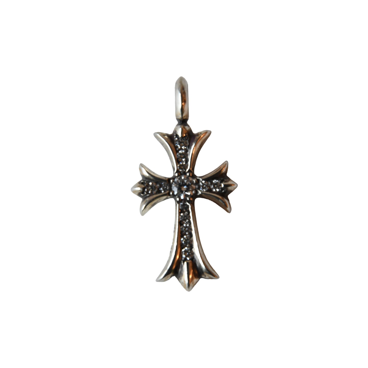 Chrome Hearts CH Tiny Cross With Pave Diamonds Pendant