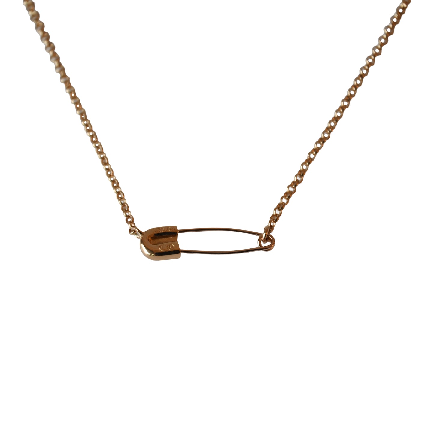 Chrome Hearts 22k Gold Diamond Safety Pin Clip Roll Chain Necklace Gold