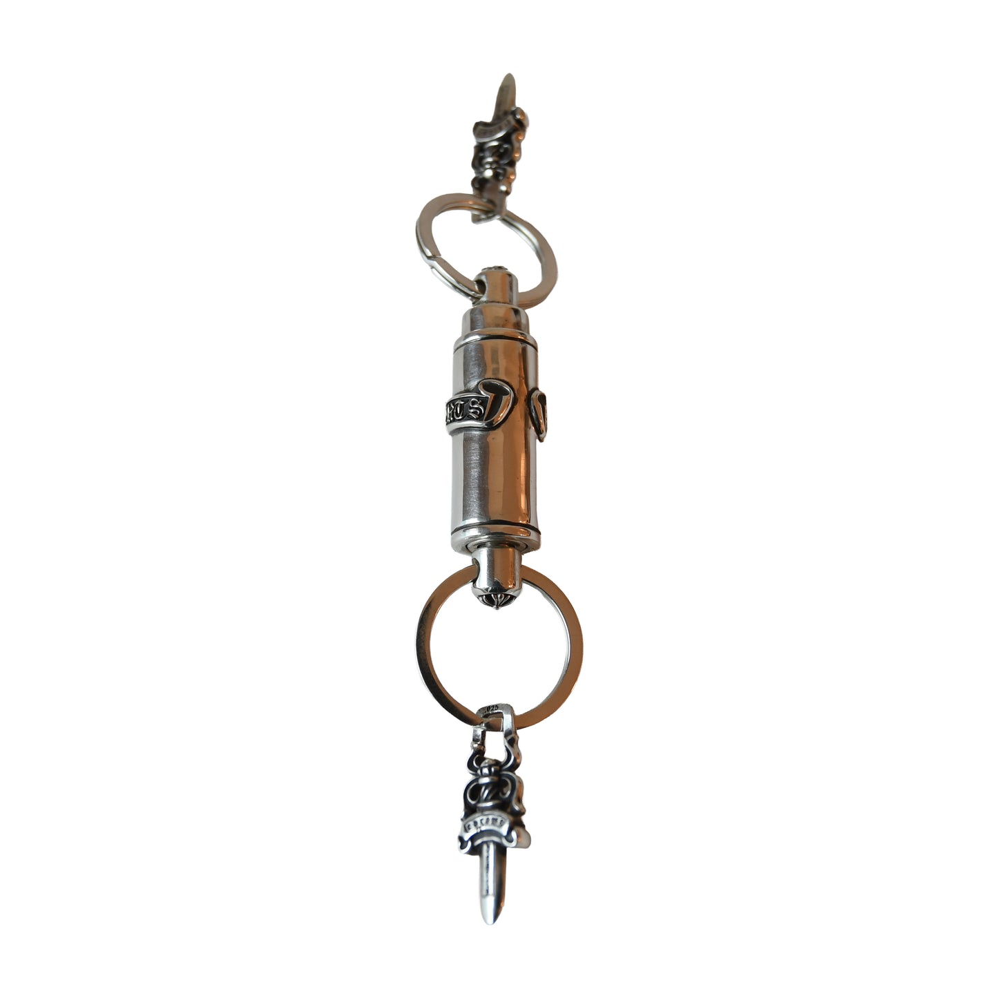 Chrome Hearts Double-Ended Dagger Valet Key Ring Keychain Silver