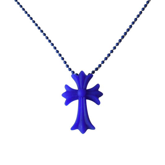 Chrome Hearts Silicone Cross Necklace Blue