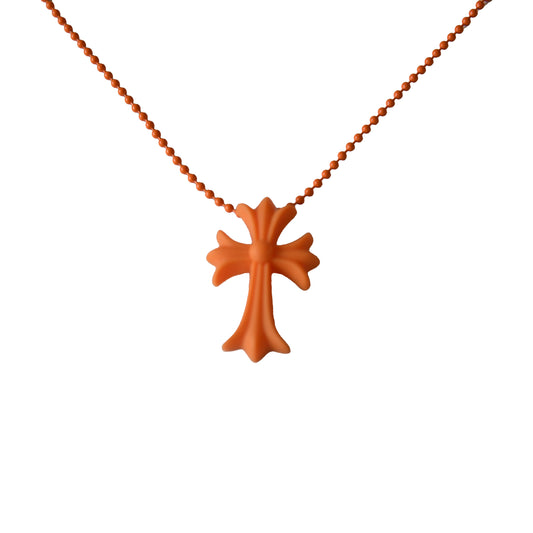 Chrome Hearts Silicone Cross Necklace Orange