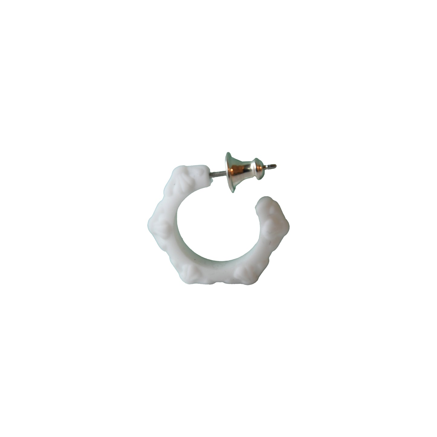 Chrome Hearts Cross Band Hoop Silicone Earring White