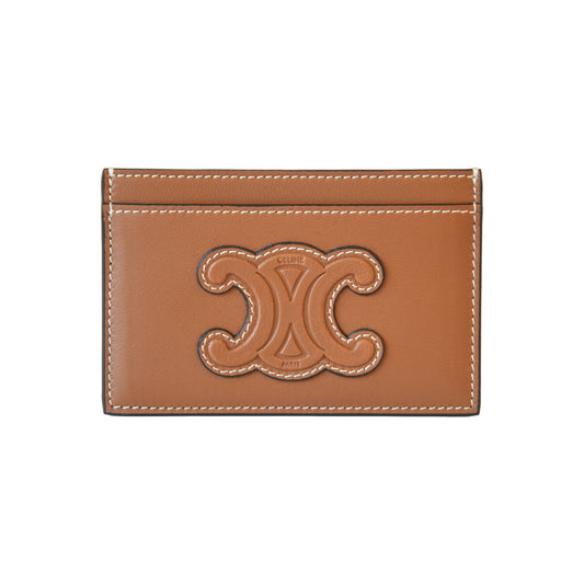 Celine Triomphe Smooth Lambskin Card Holder Tan-NOBLEMARS