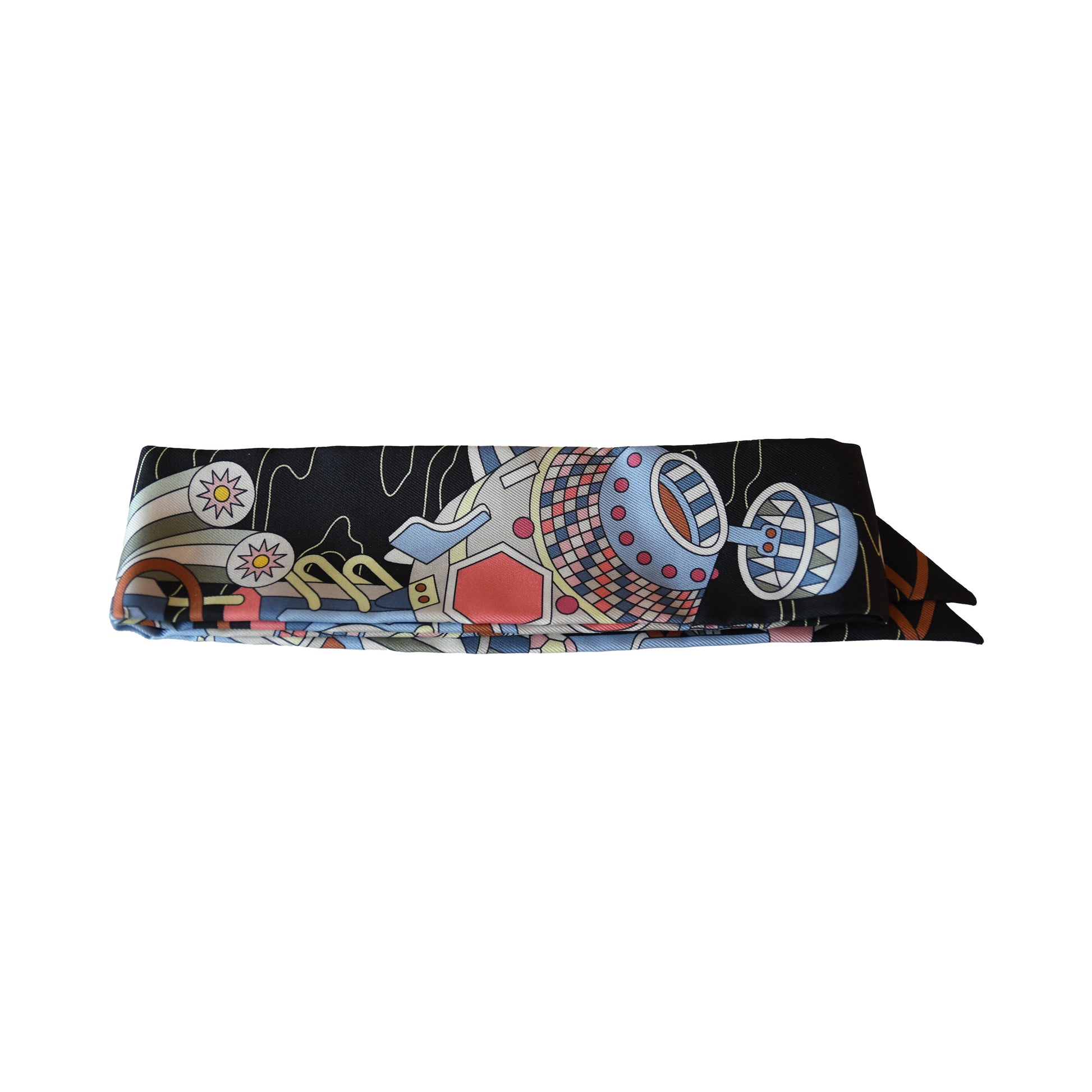 Hermes Odyssey Silk Twilly Scarf Black-NOBLEMARS