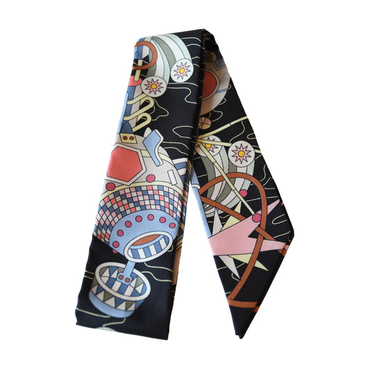 Hermes Odyssey Silk Twilly Scarf Black