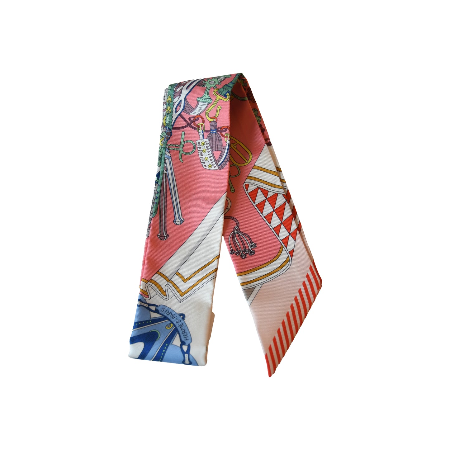 Hermes Bouquets Sellier Silk Twilly Scarf Pink-NOBLEMARS