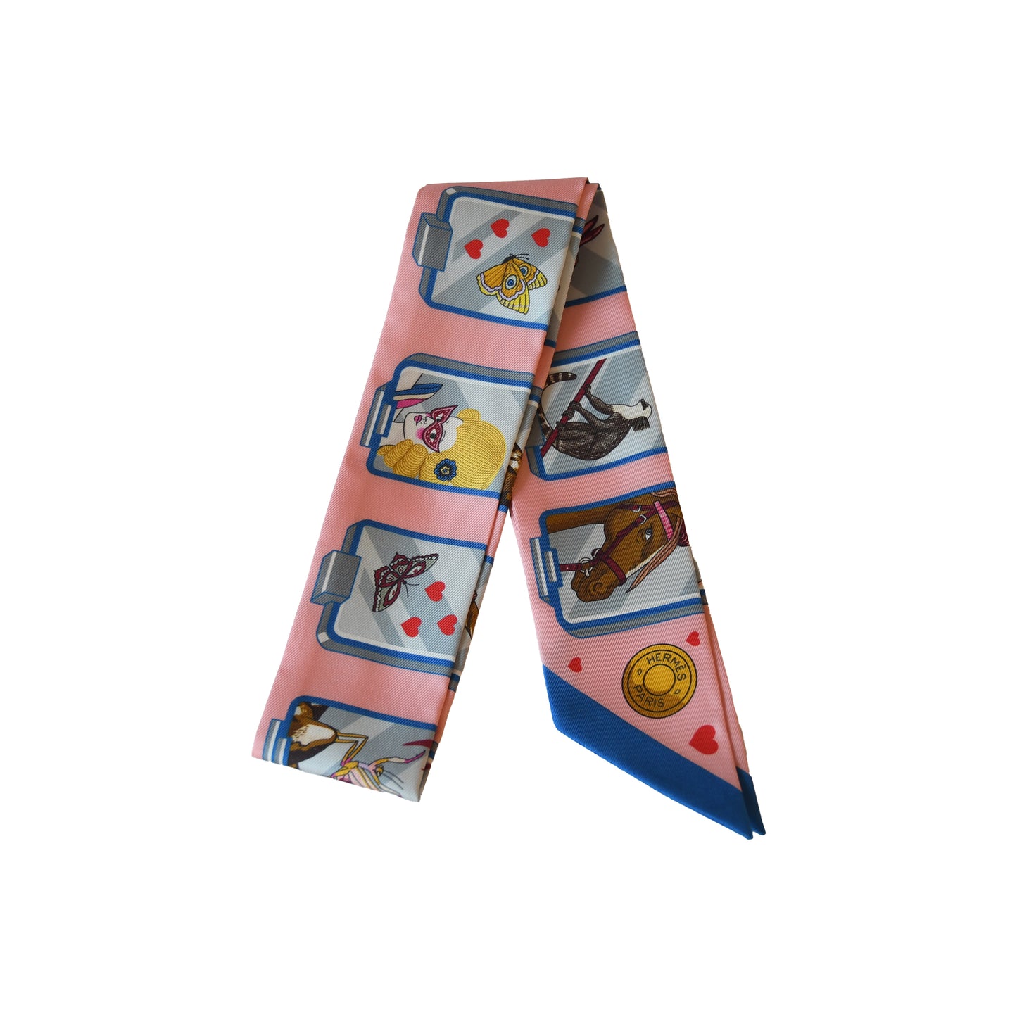 Hermes Story Silk Twilly Scarf Pink-NOBLEMARS