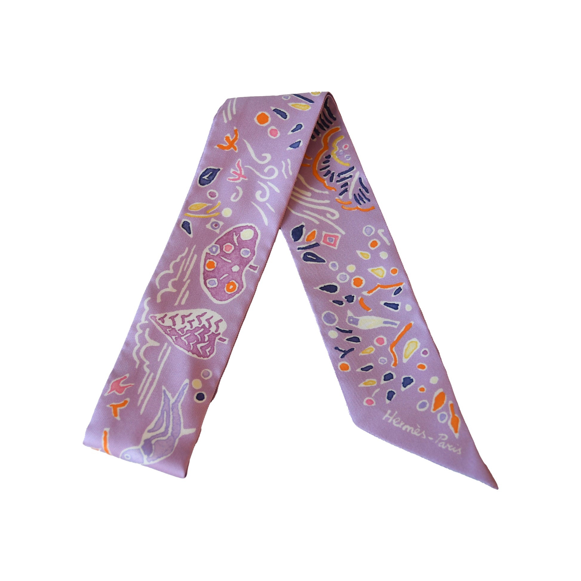 Hermes Isola Di Primavera Silk Twilly Scarf Lavender-NOBLEMARS