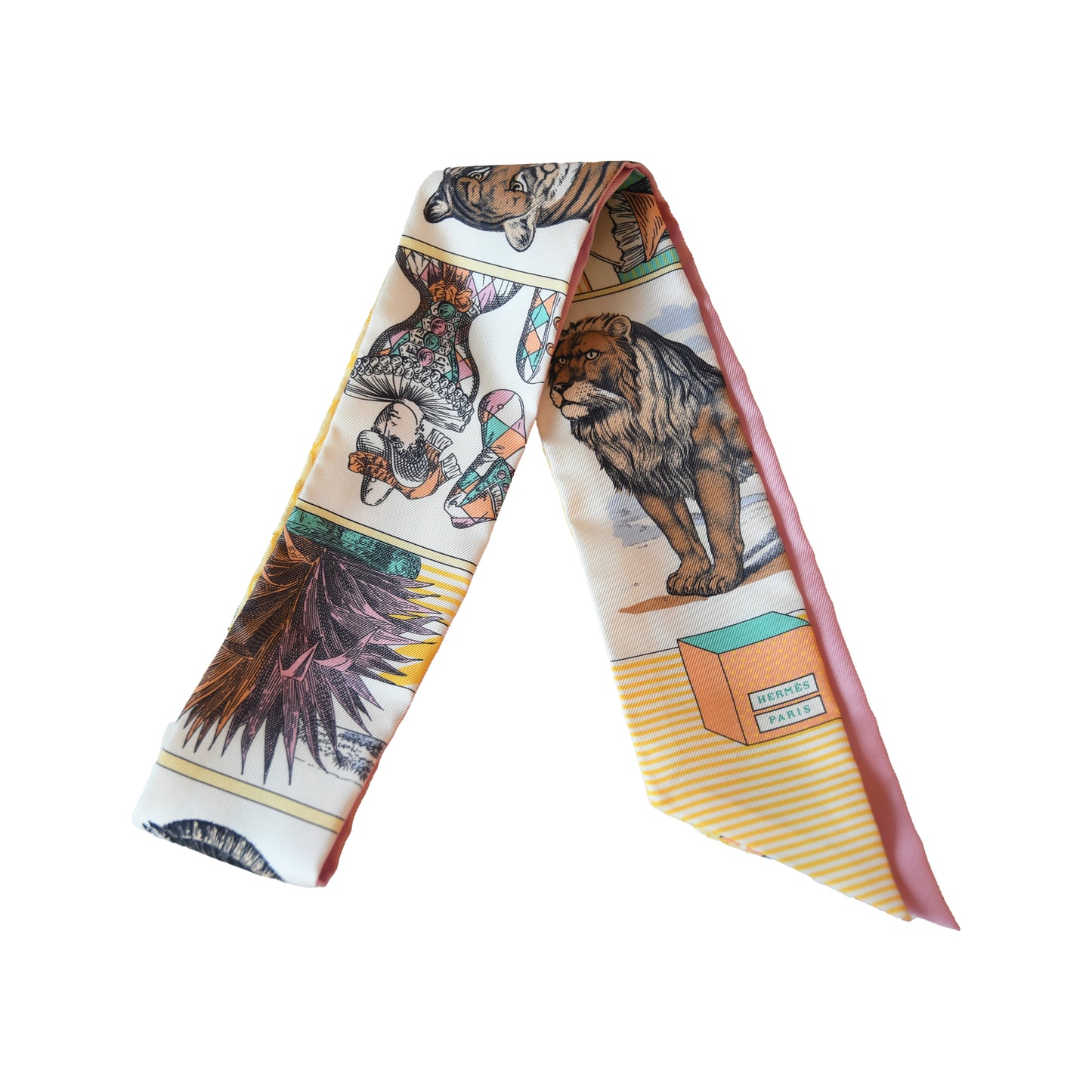 Hermes Grand Theatre Nouveau Silk Twilly Scarf Multicolor