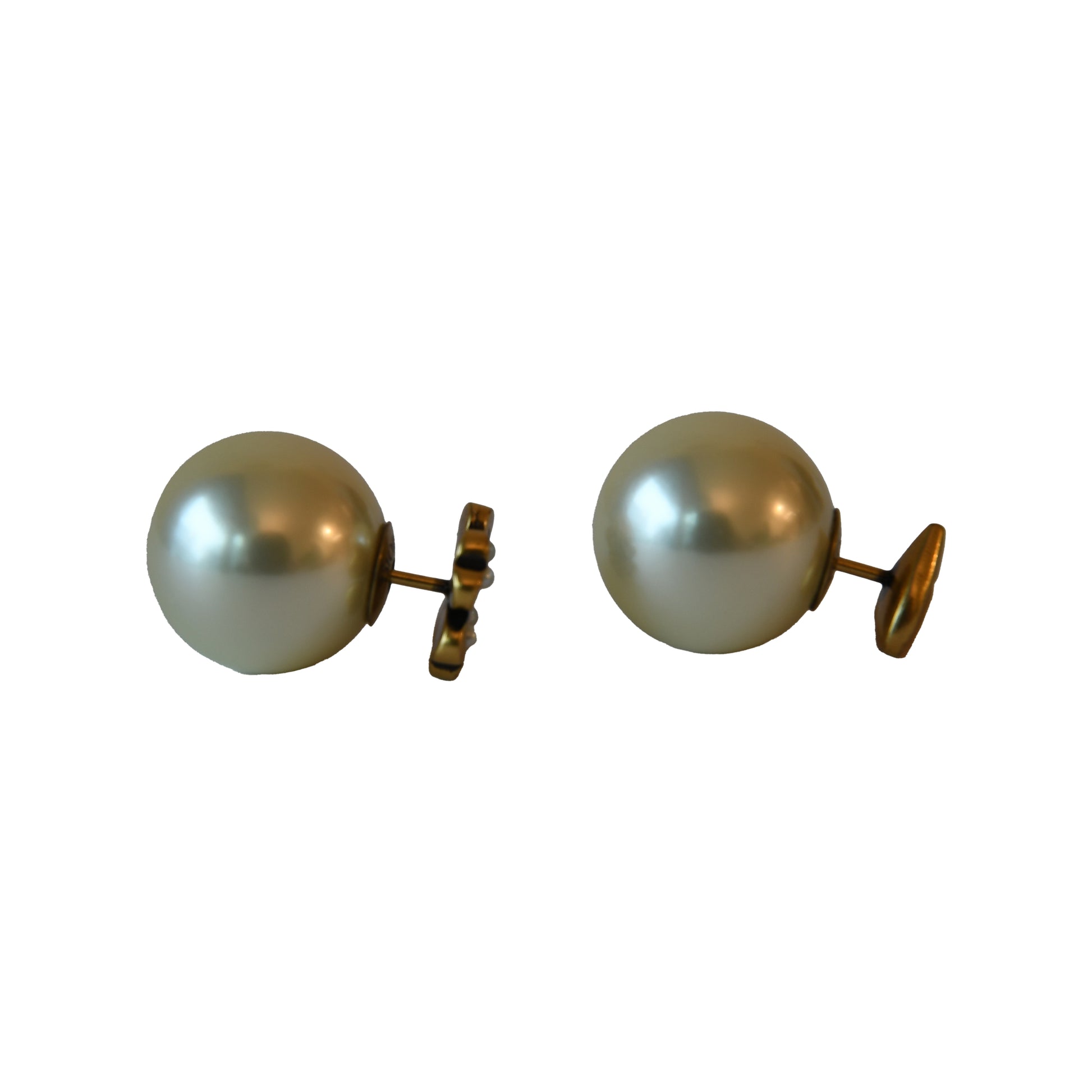 Dior Tribales Clover and Heart Pearl Stud Earrings Gold-NOBLEMARS