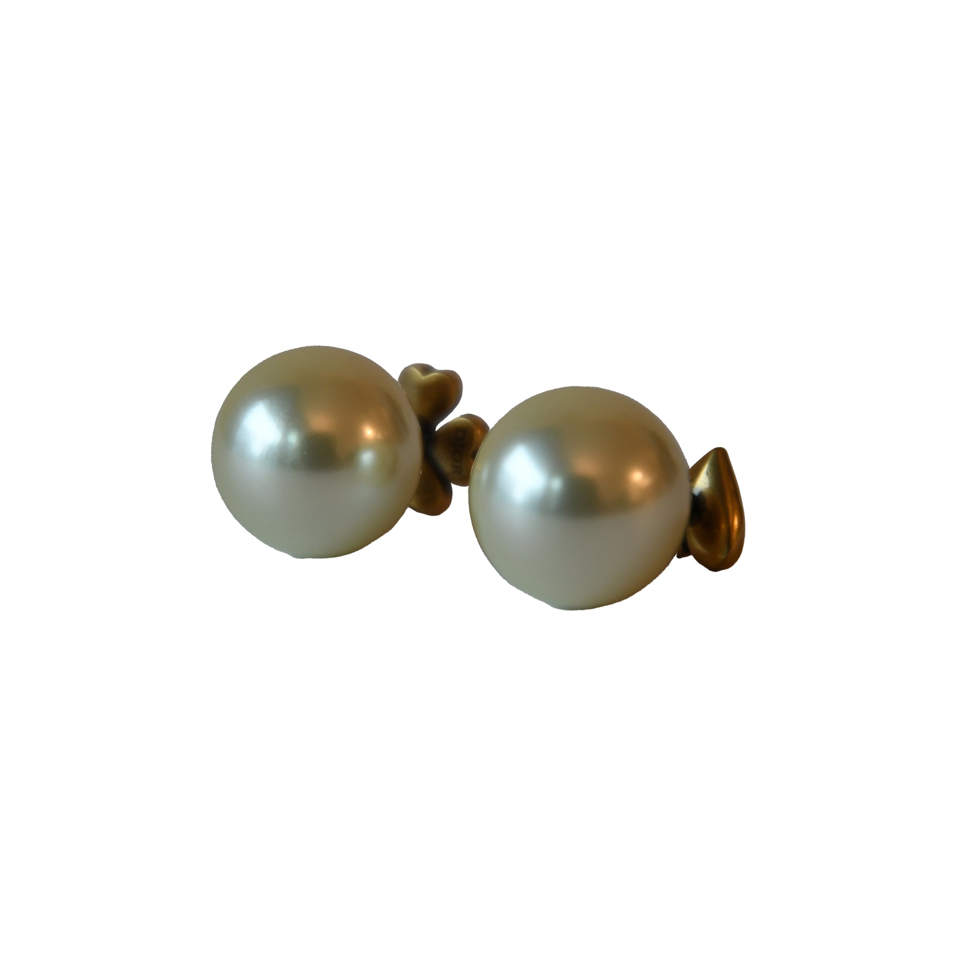 Dior Tribales Clover and Heart Pearl Stud Earrings Gold-NOBLEMARS