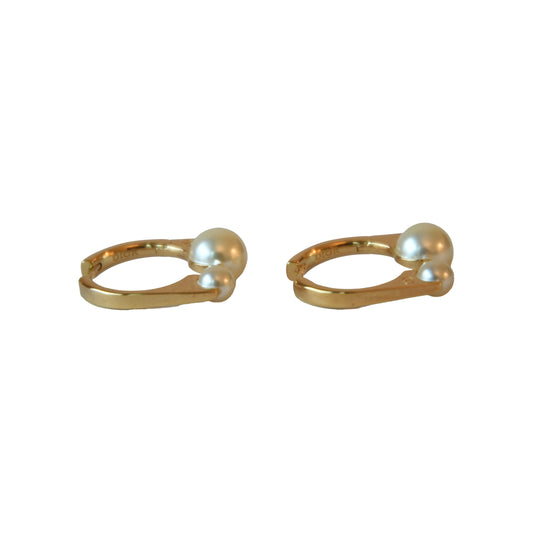 Dior Tribales New Look Pearl Stud Earrings Gold-NOBLEMARS