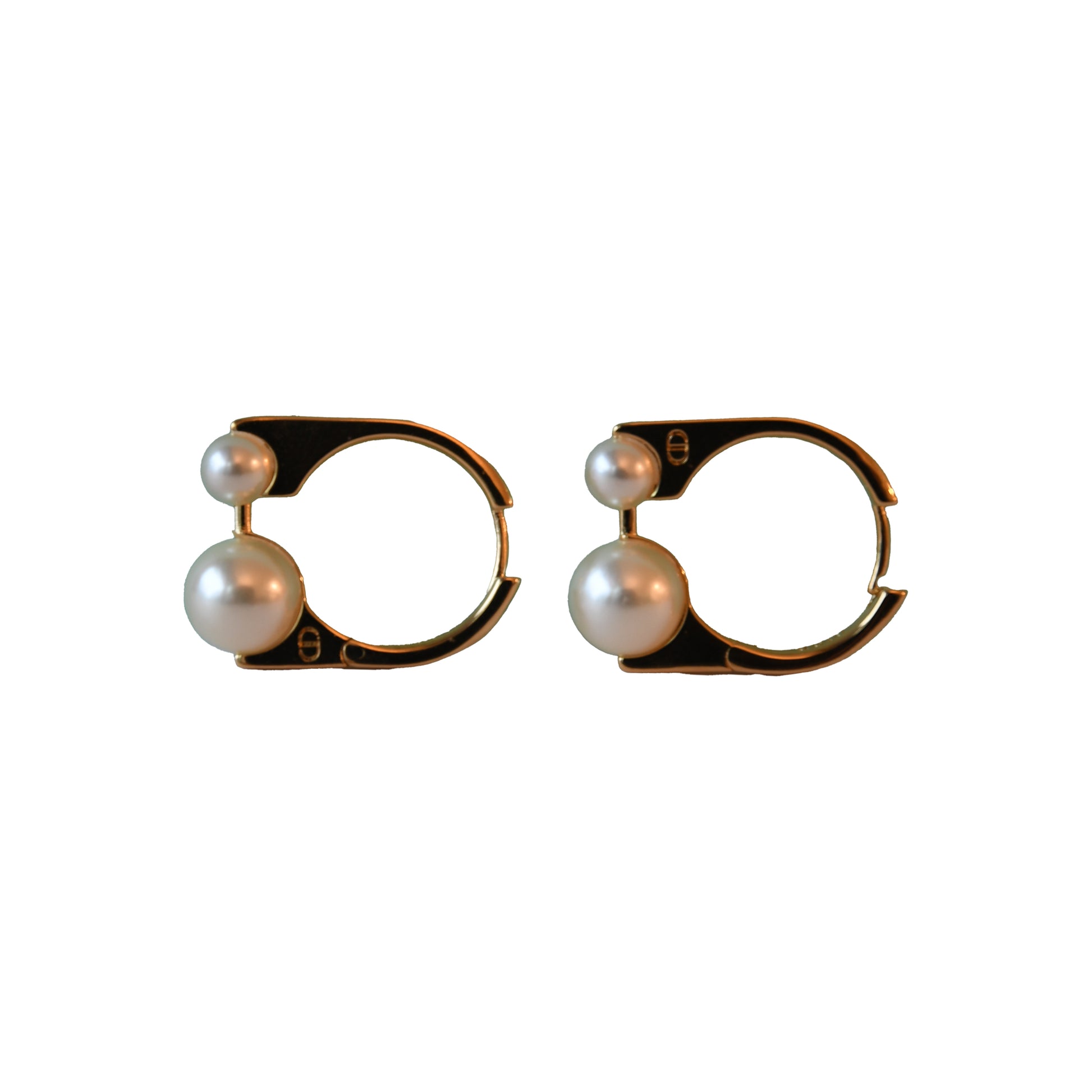 Dior Tribales New Look Pearl Stud Earrings Gold-NOBLEMARS