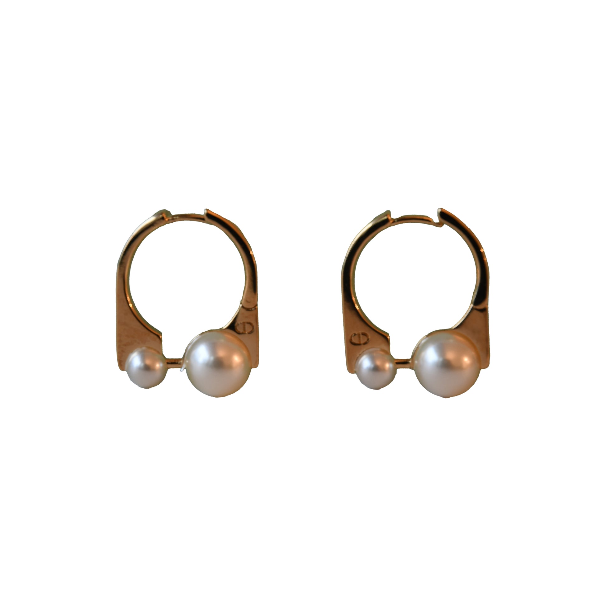Dior Tribales New Look Pearl Stud Earrings Gold-NOBLEMARS