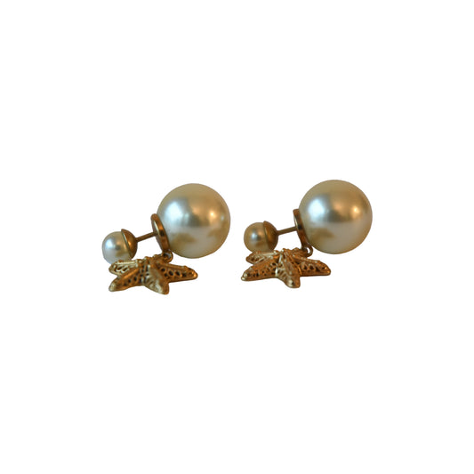 Dior Tribales Pearl And Starfish Motif Stud Earring Gold-NOBLEMARS