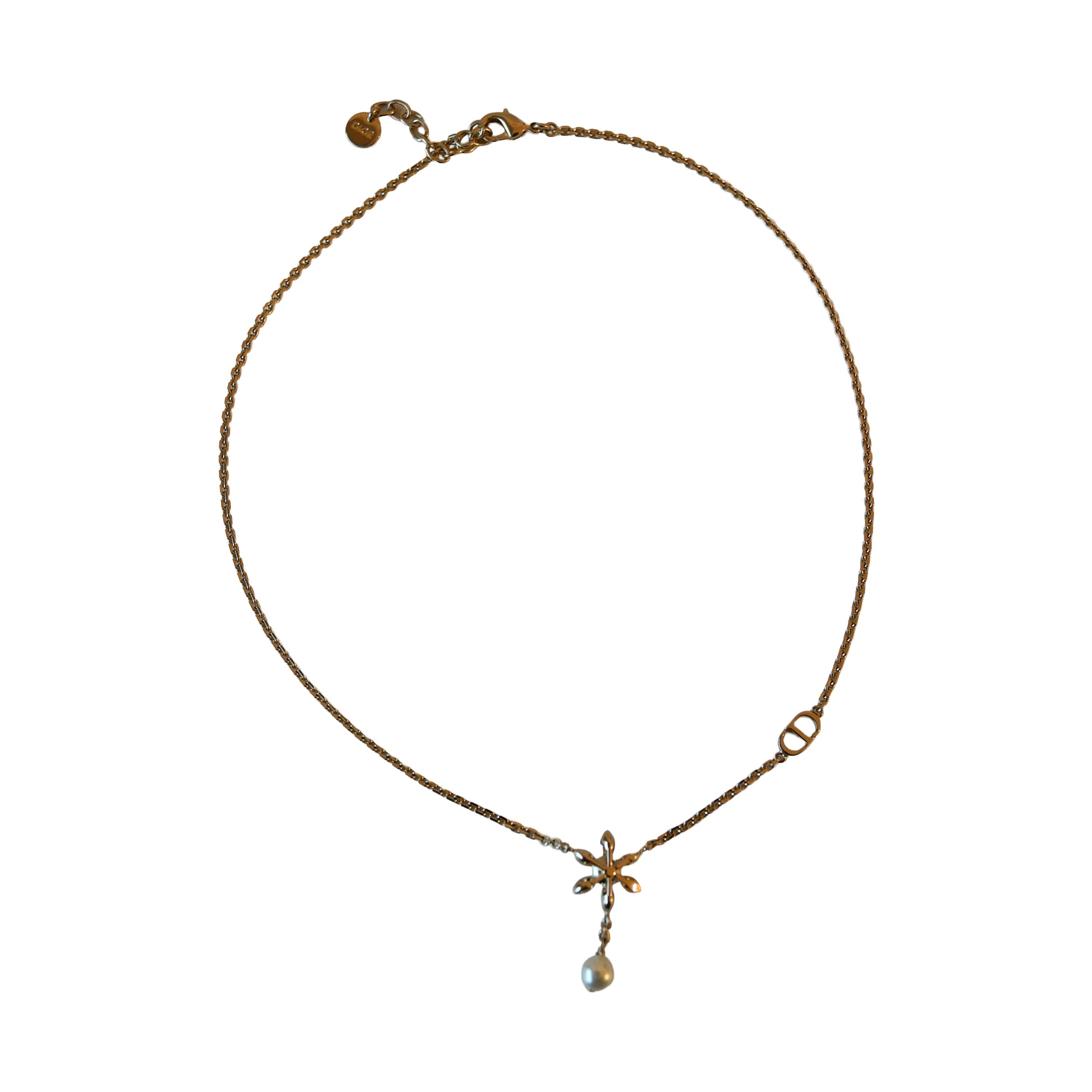 Dior Bloom in Dior Floral Pearl Drop Necklace Gold-NOBLEMARS
