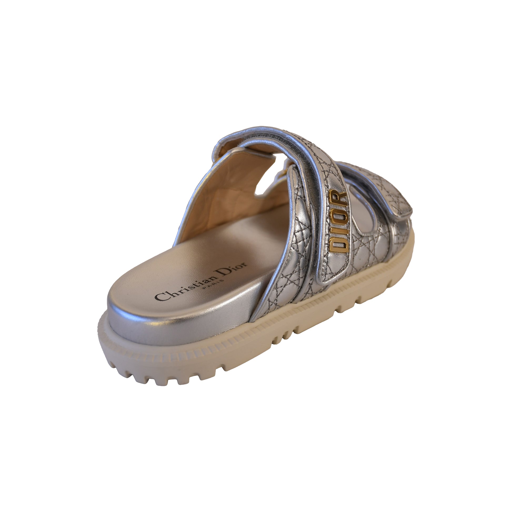 Dior Cannage Laminat Sandals Silver-NOBLEMARS