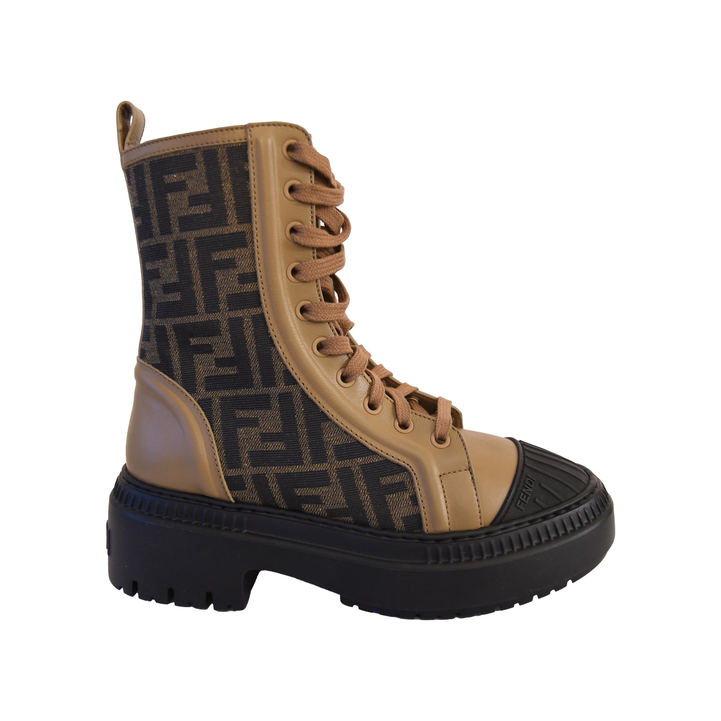 Fendi Domino FF Canvas Biker Boots Brown-NOBLEMARS