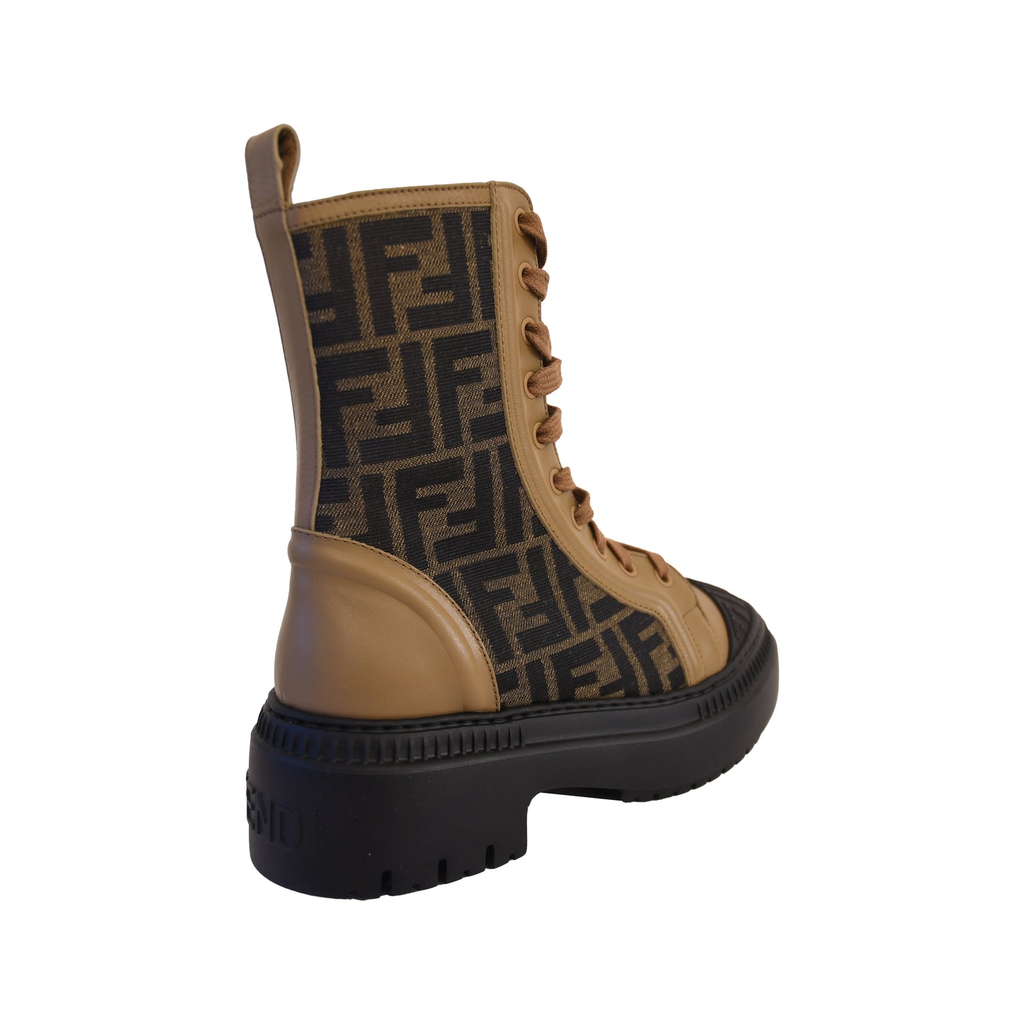 Fendi Domino FF Canvas Biker Boots Brown-NOBLEMARS