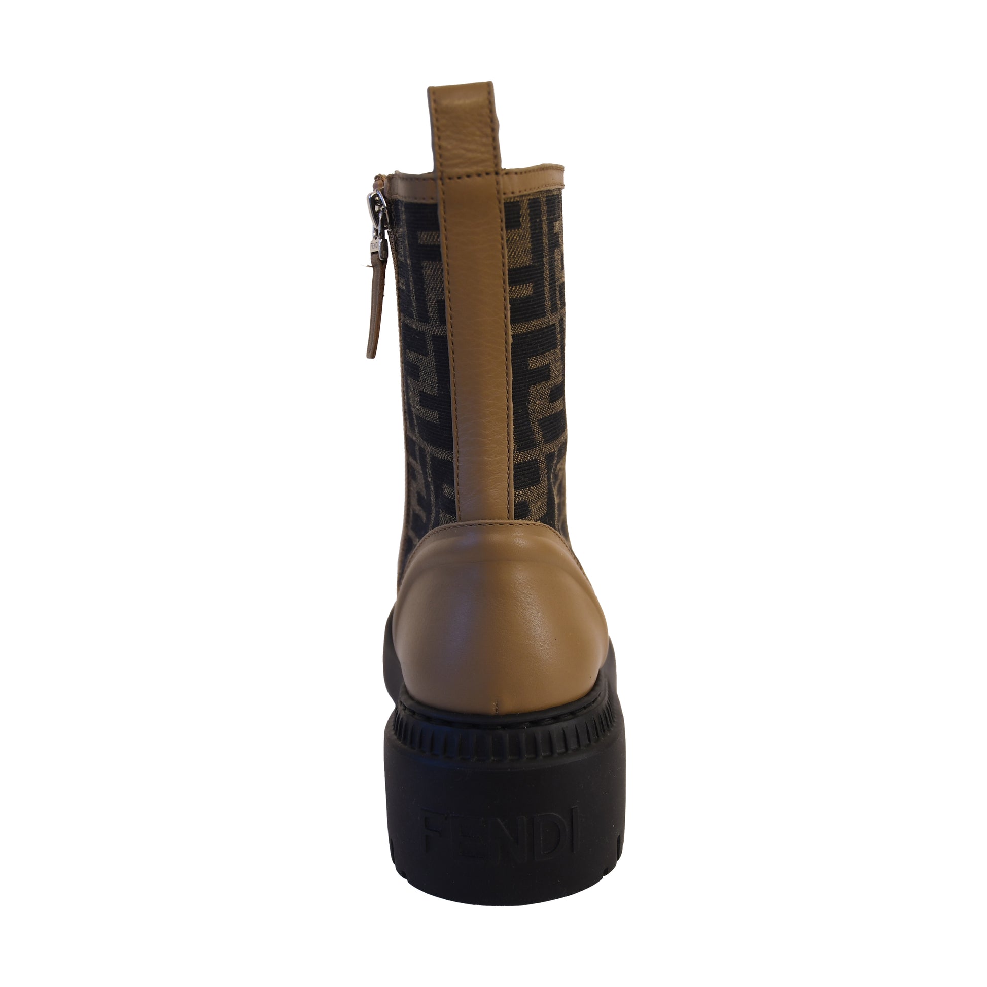 Fendi Domino FF Canvas Biker Boots Brown-NOBLEMARS