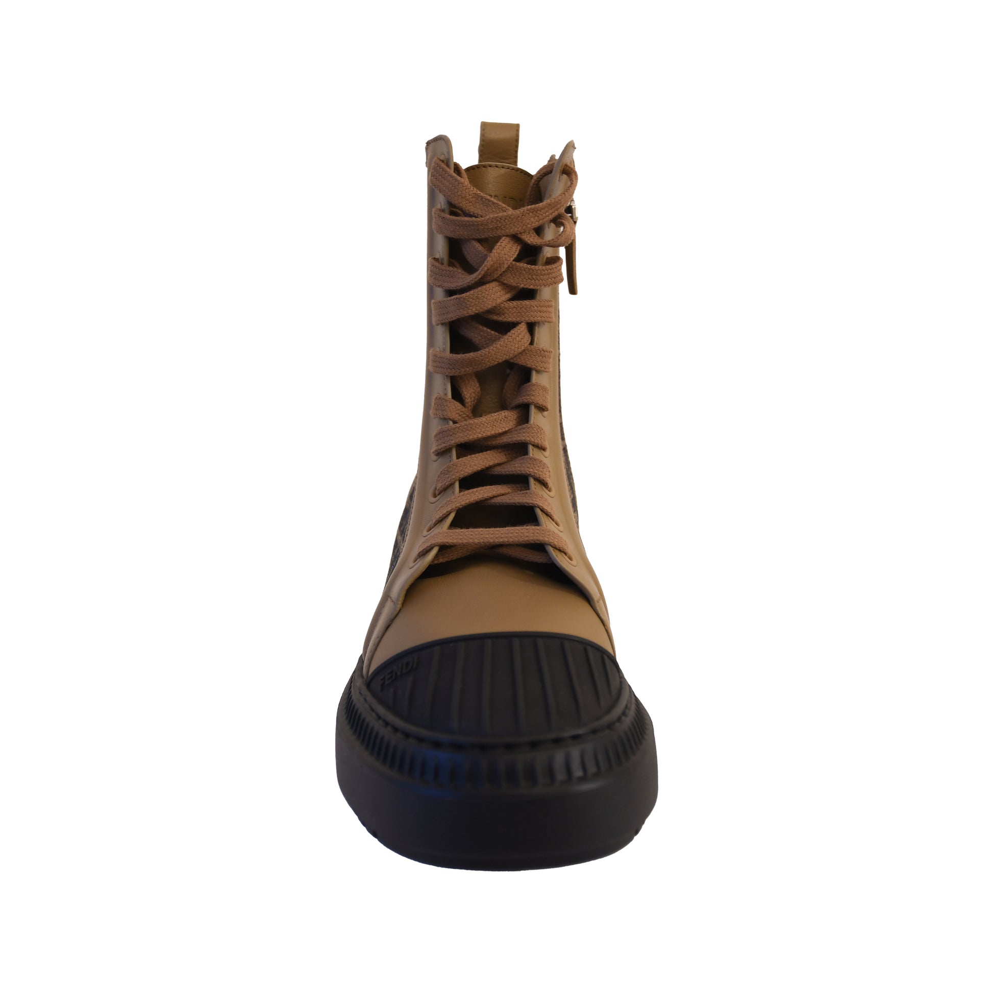 Fendi Domino FF Canvas Biker Boots Brown-NOBLEMARS