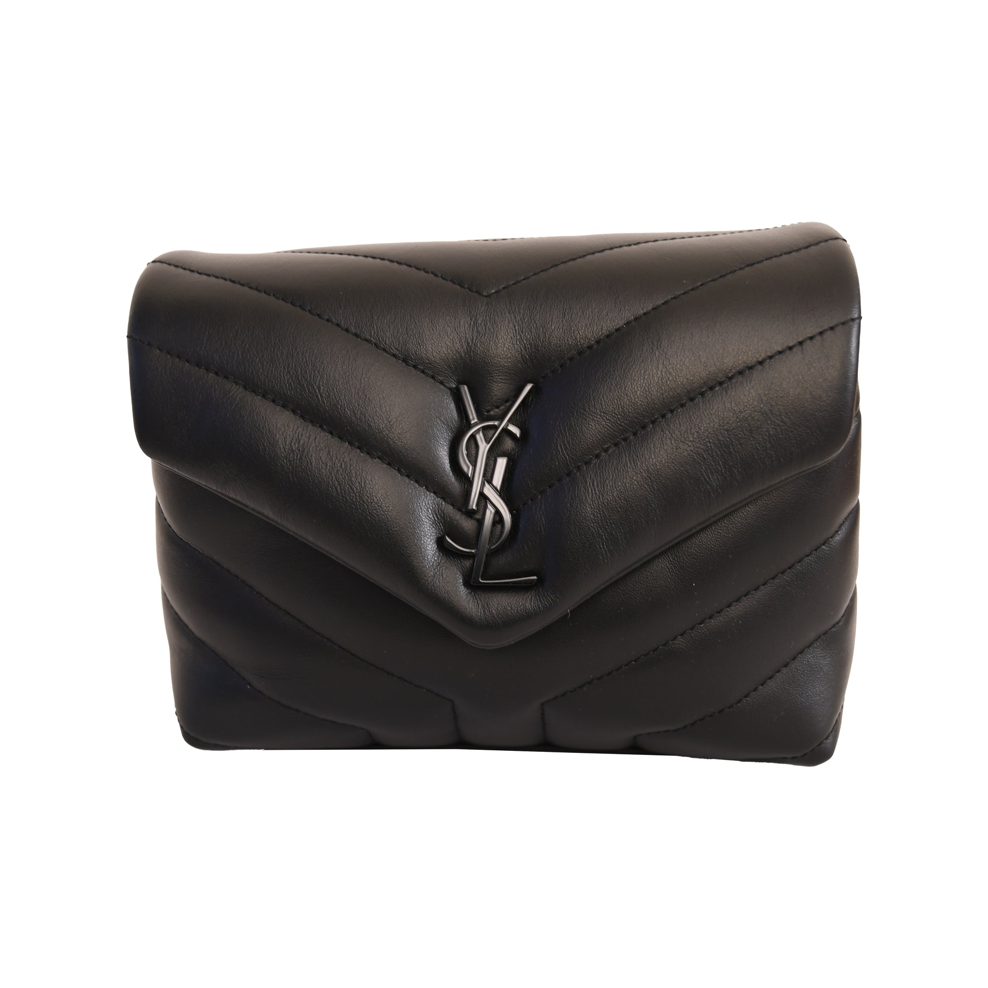 Saint Laurent Loulou Quilted Calfskin Crossbody Bag Black-NOBLEMARS
