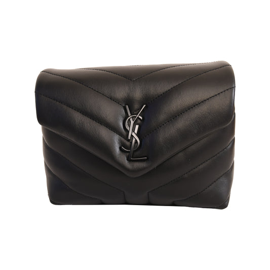 Saint Laurent Loulou Quilted Calfskin Crossbody Bag Black-NOBLEMARS