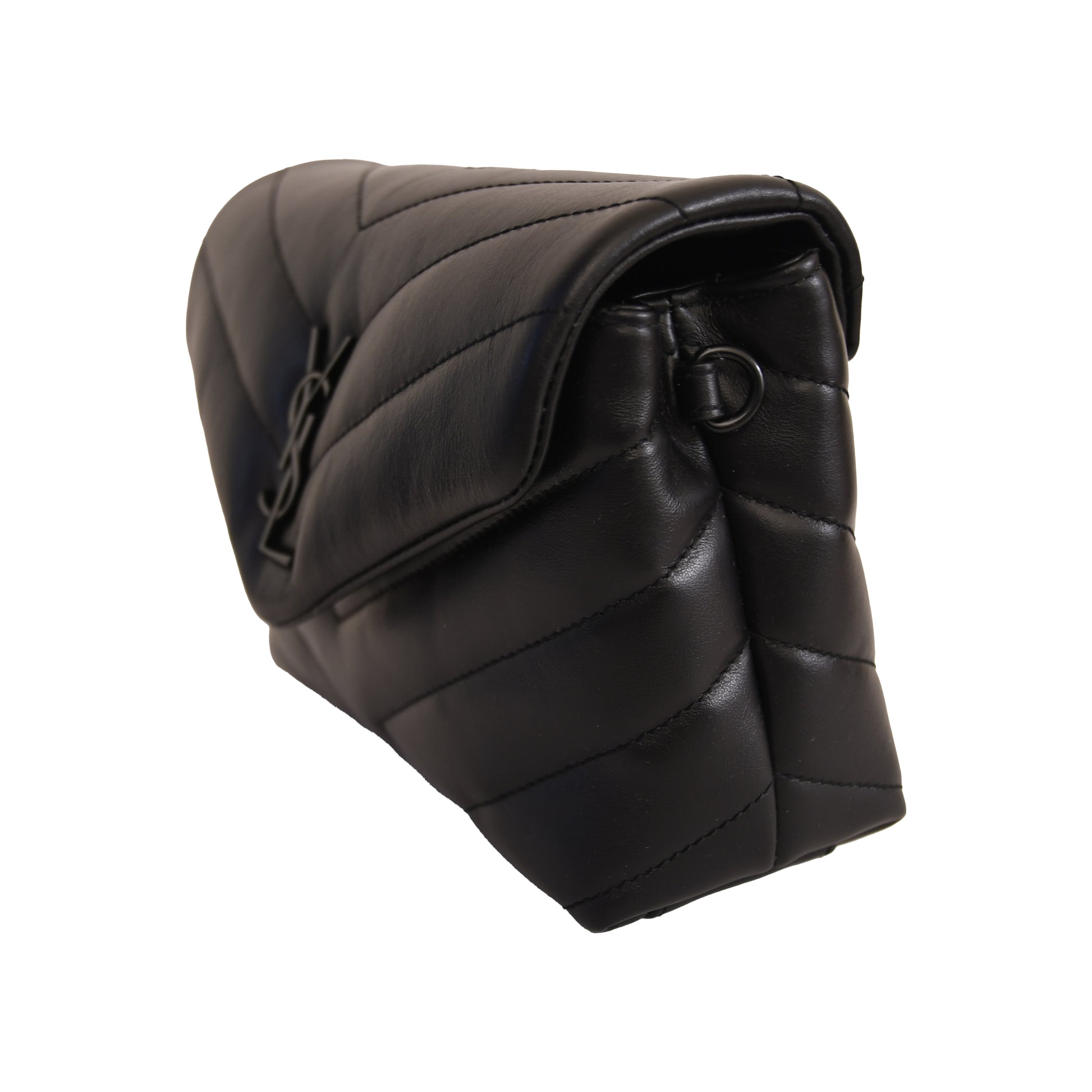 Saint Laurent Loulou Quilted Calfskin Crossbody Bag Black-NOBLEMARS