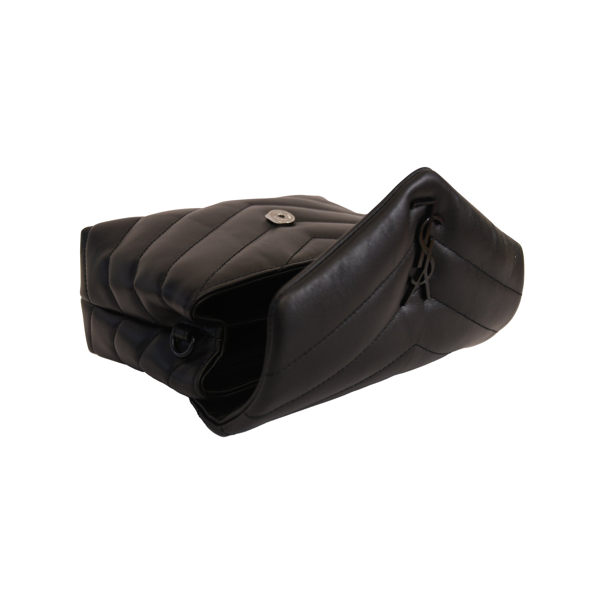 Saint Laurent Loulou Quilted Calfskin Crossbody Bag Black-NOBLEMARS