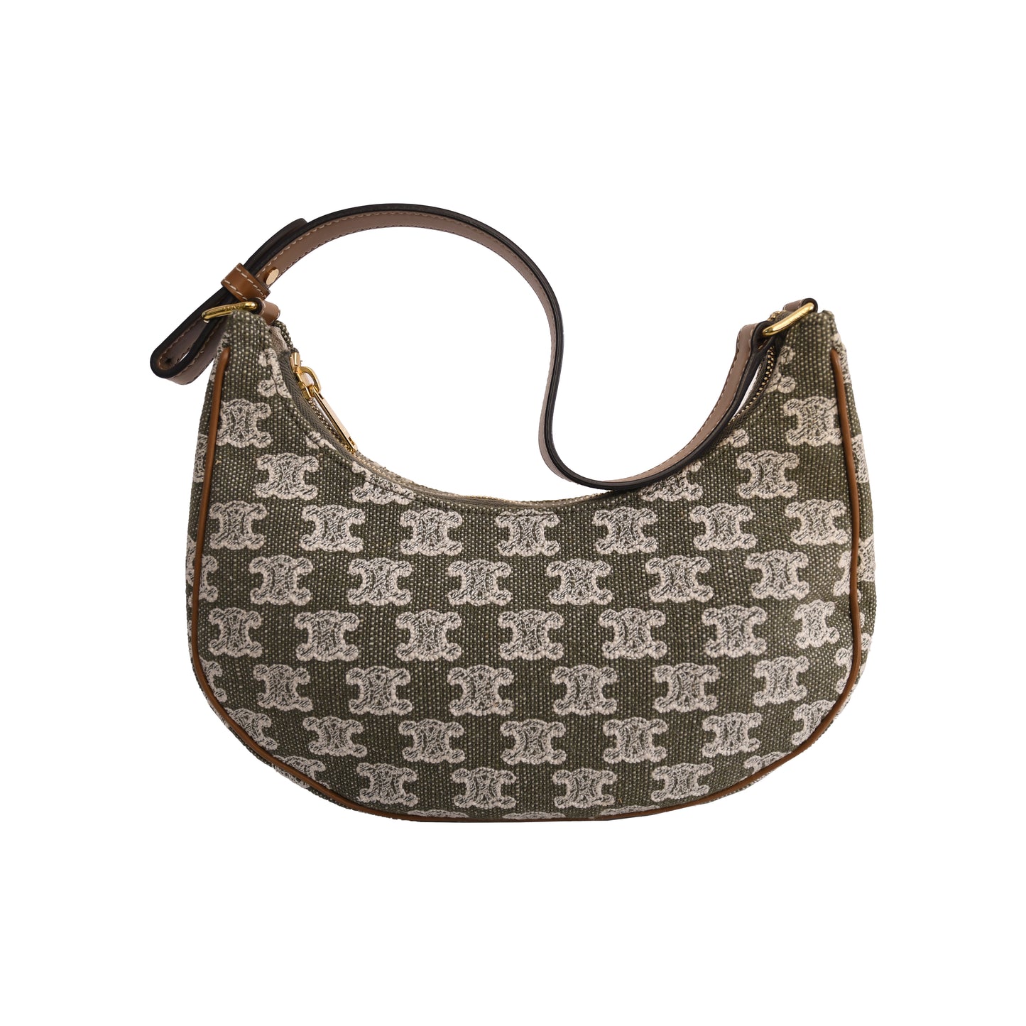 Celine Triomphe Ava Canvas Calfskin Ava Shoulder Bag Green-NOBLEMARS