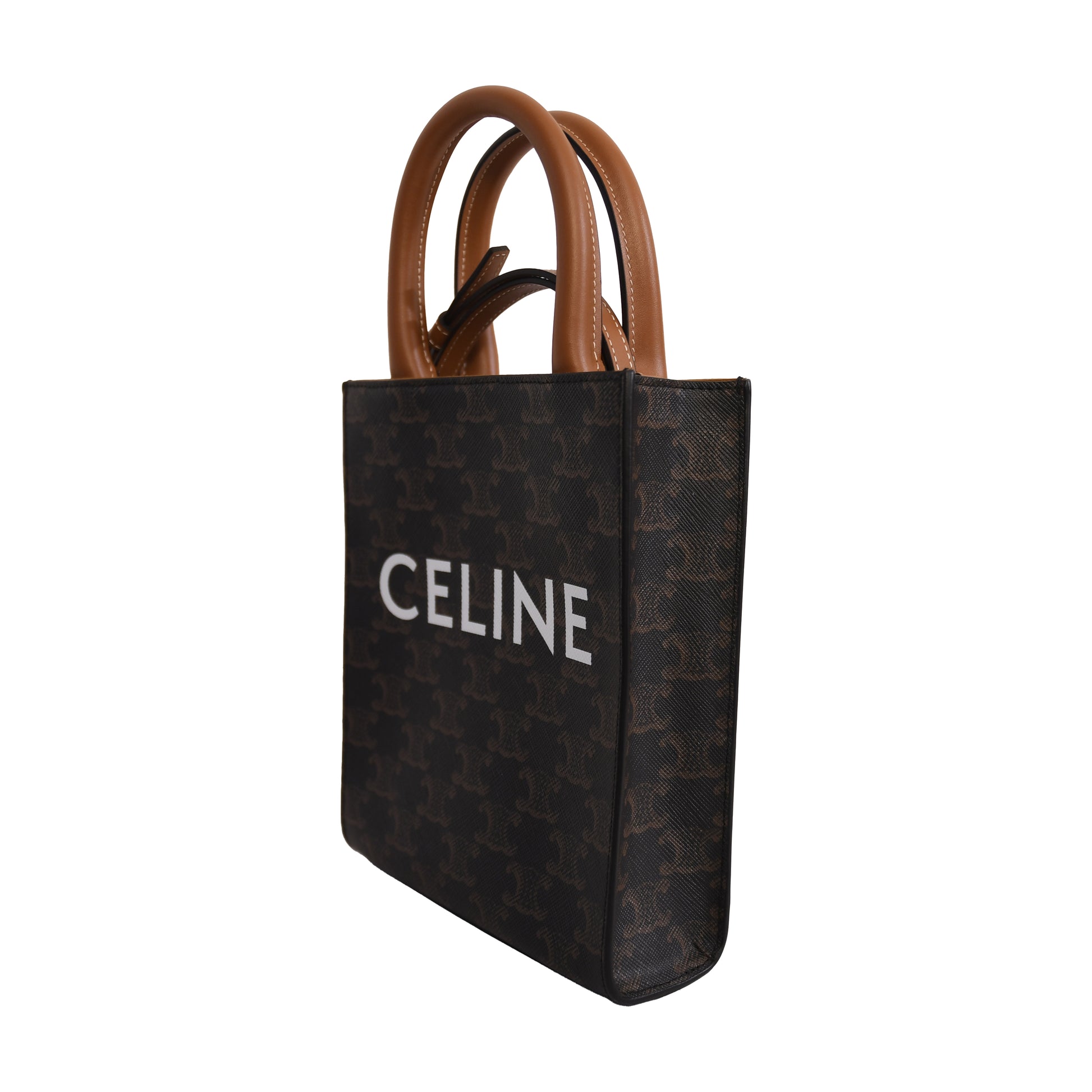 Celine Triomphe canvas Mini Vertical Cabas Brown-NOBLEMARS