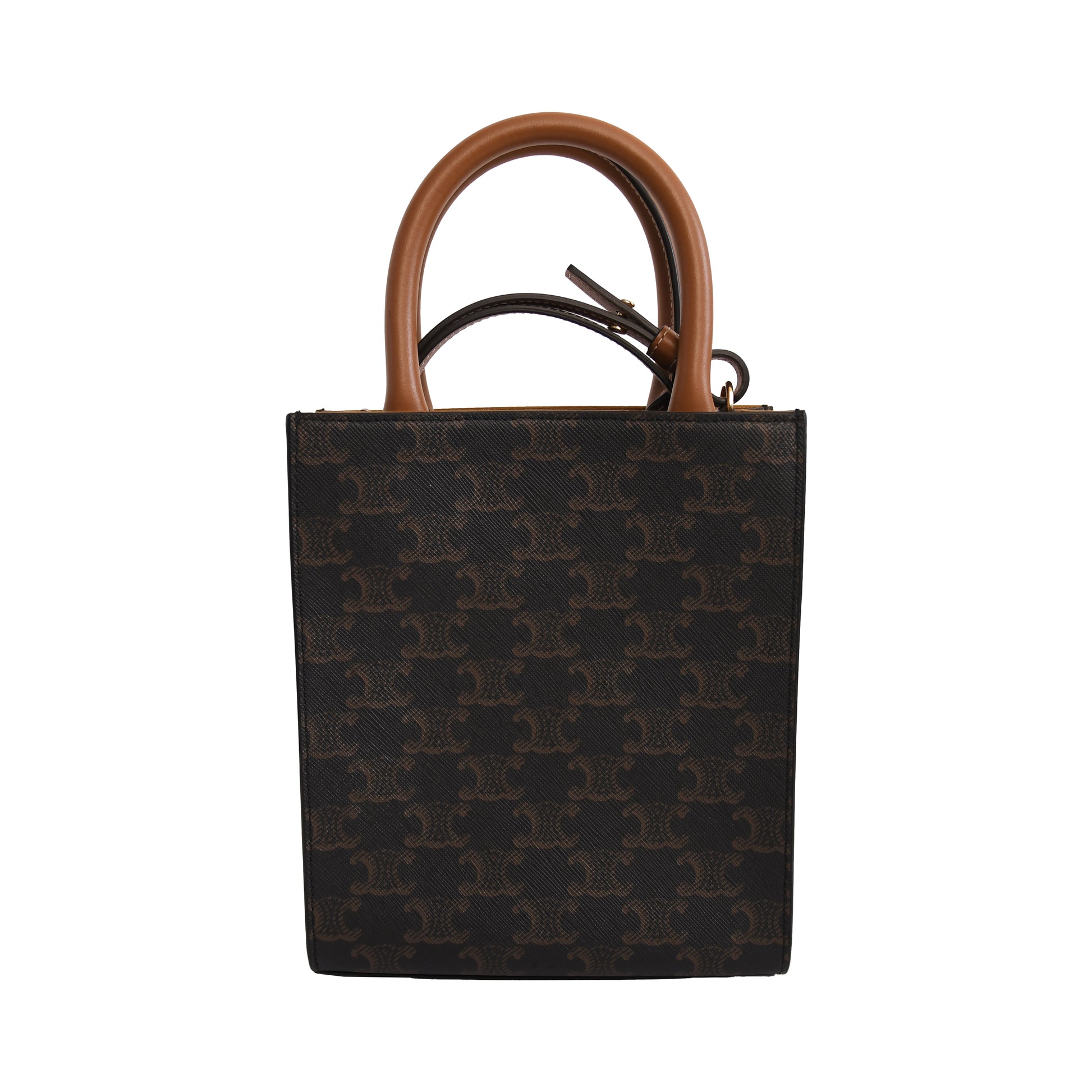 Celine Triomphe canvas Mini Vertical Cabas Brown-NOBLEMARS