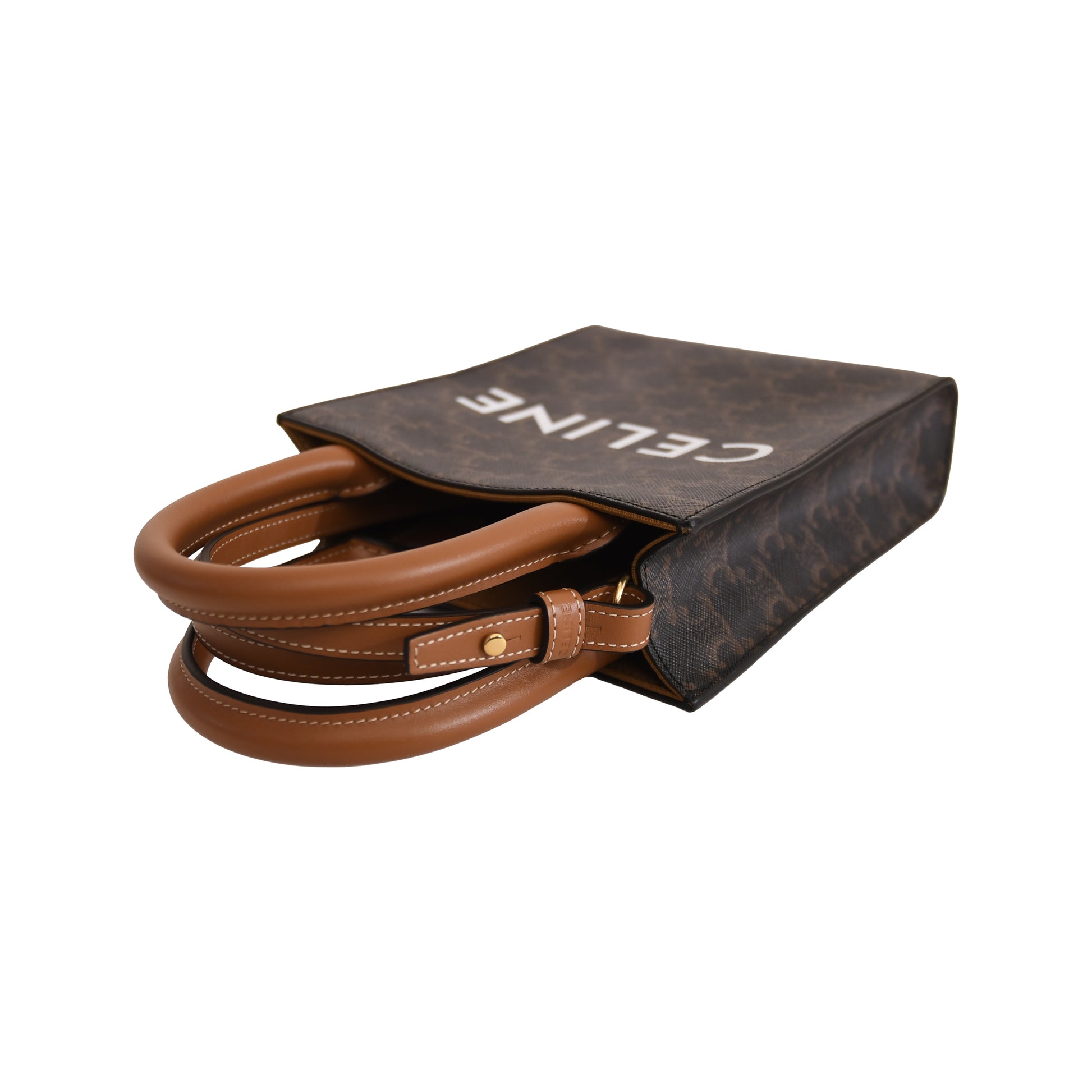 Celine Triomphe canvas Mini Vertical Cabas Brown-NOBLEMARS