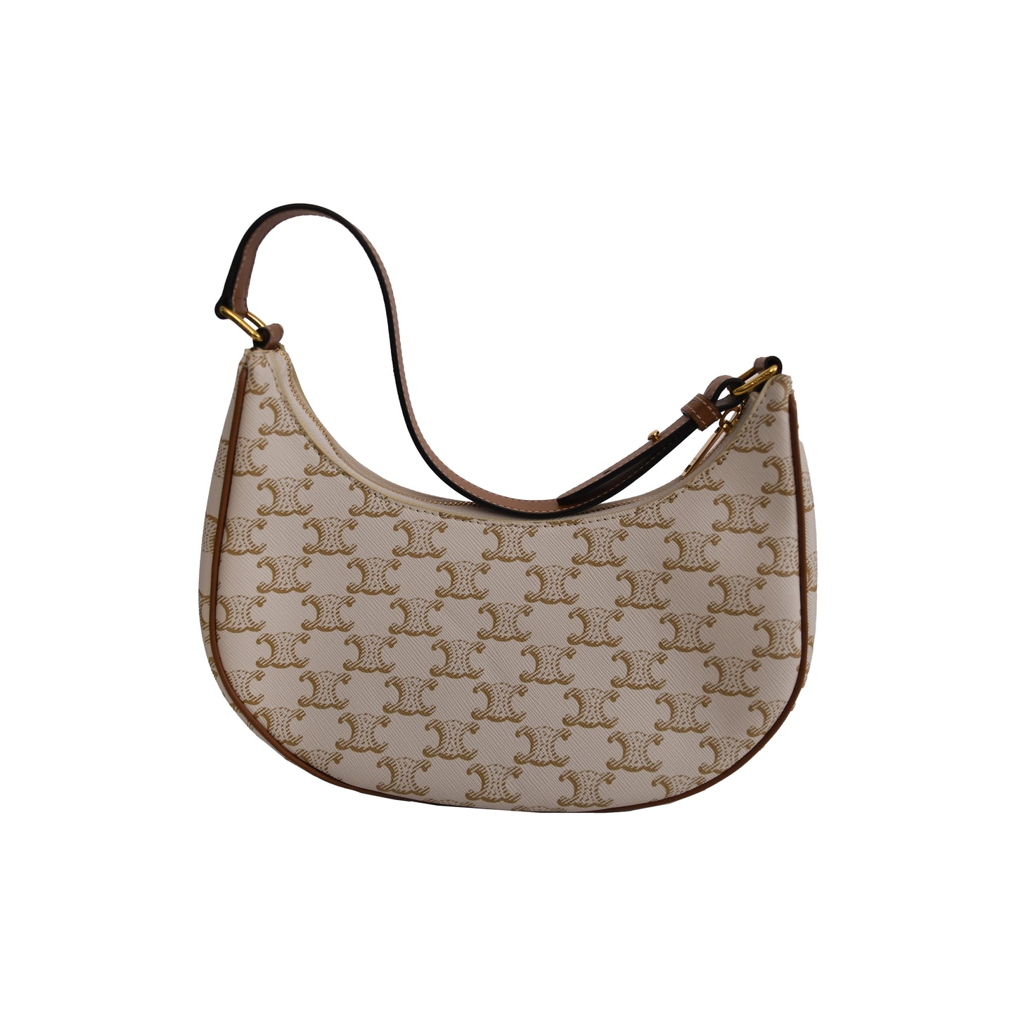 Celine Triomphe Ava Canvas Calfskin Ava Shoulder Bag White-NOBLEMARS