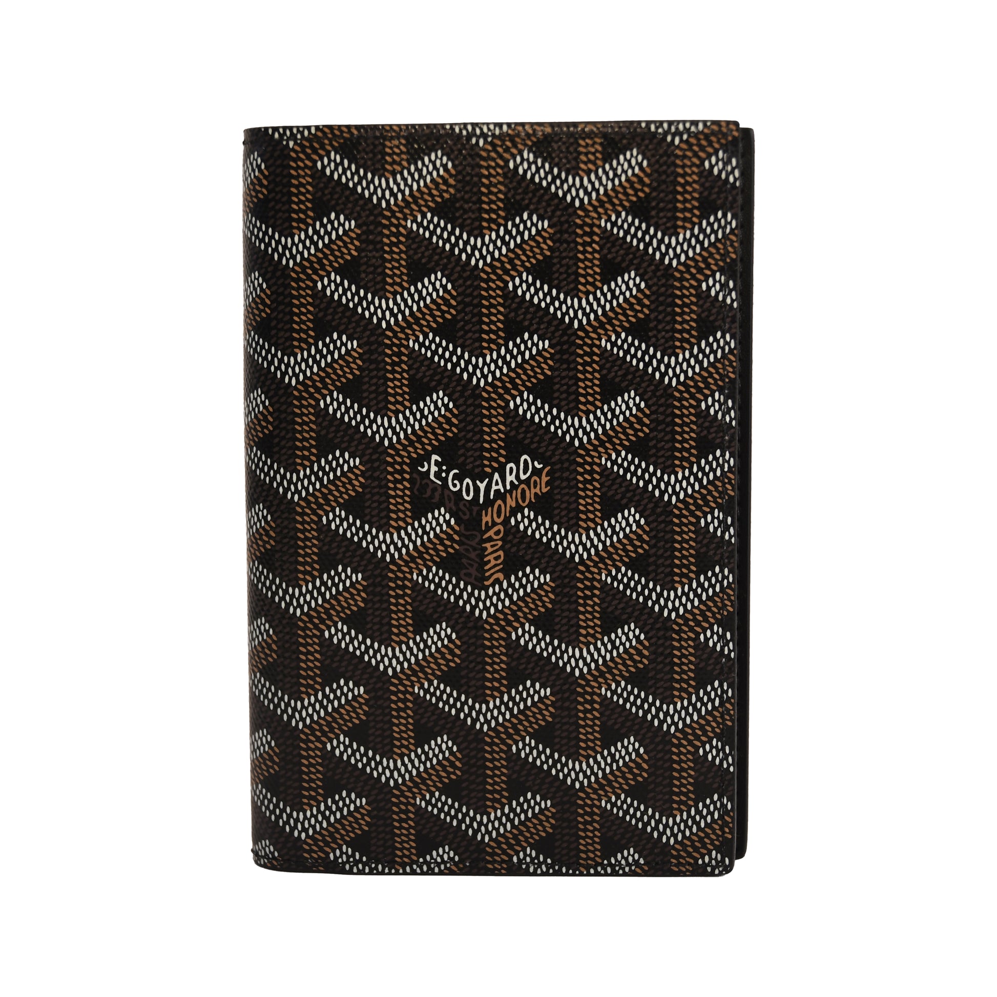 Goyard Goyardine Printed Card Passport Wallet Brown Black-NOBLEMARS