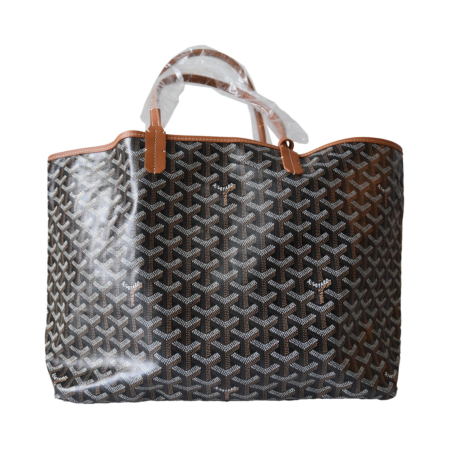 Goyard Saint Louis PM Tote Coated Canvas Bag Brown Black-NOBLEMARS