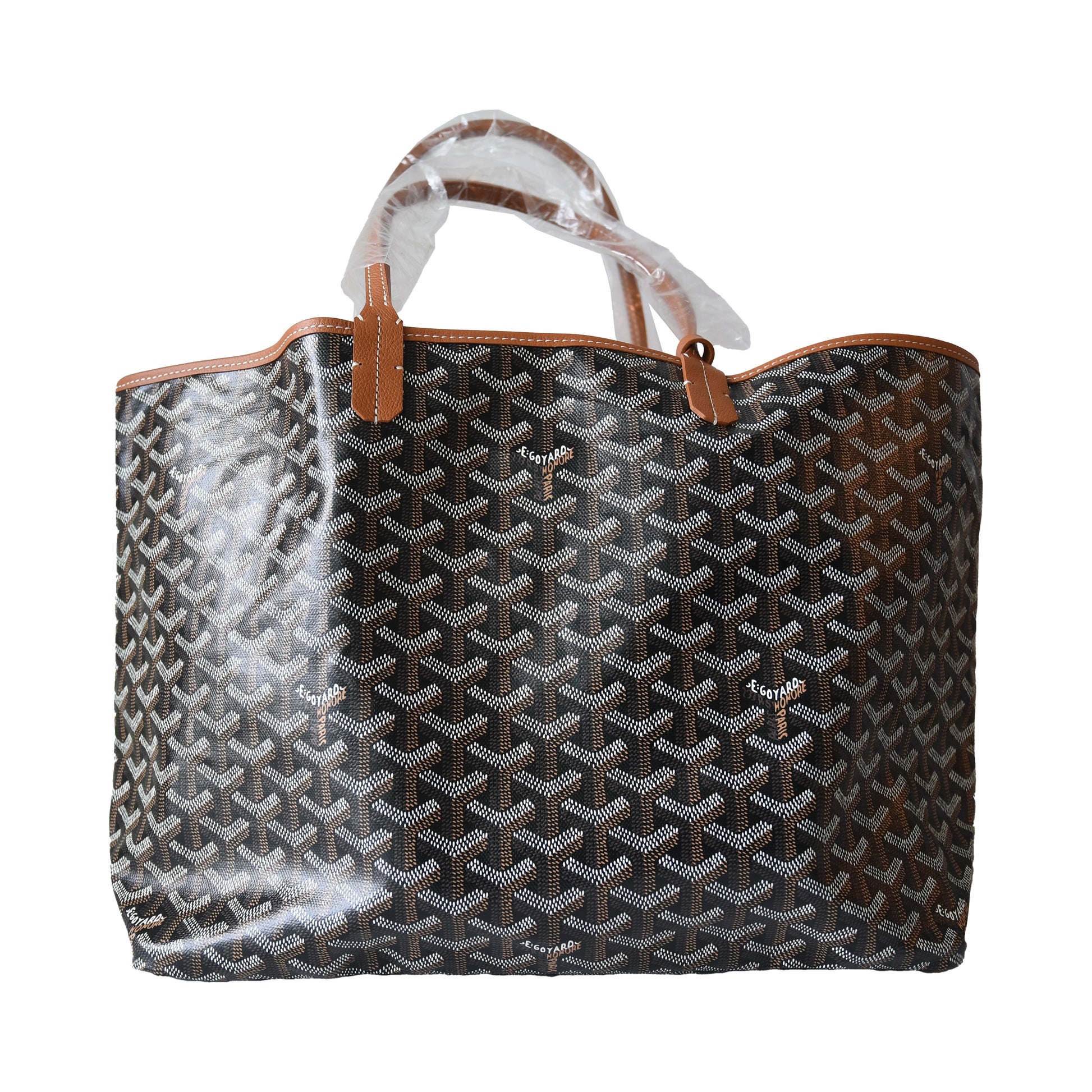 Goyard Saint Louis PM Tote Coated Canvas Bag Brown Black-NOBLEMARS