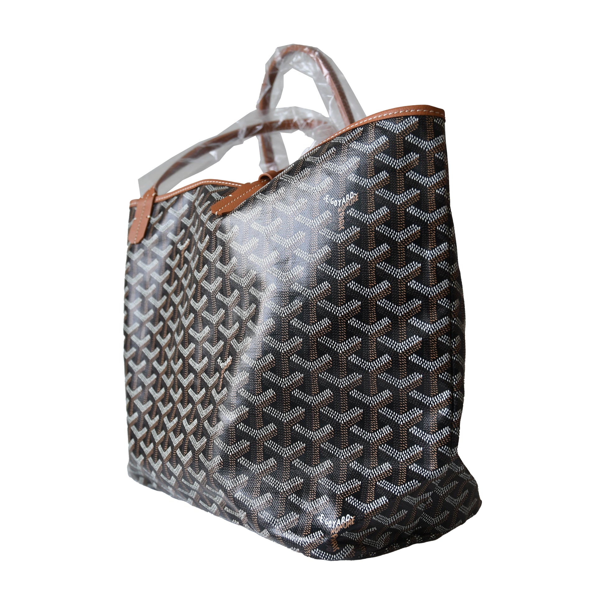 Goyard Saint Louis PM Tote Coated Canvas Bag Brown Black-NOBLEMARS