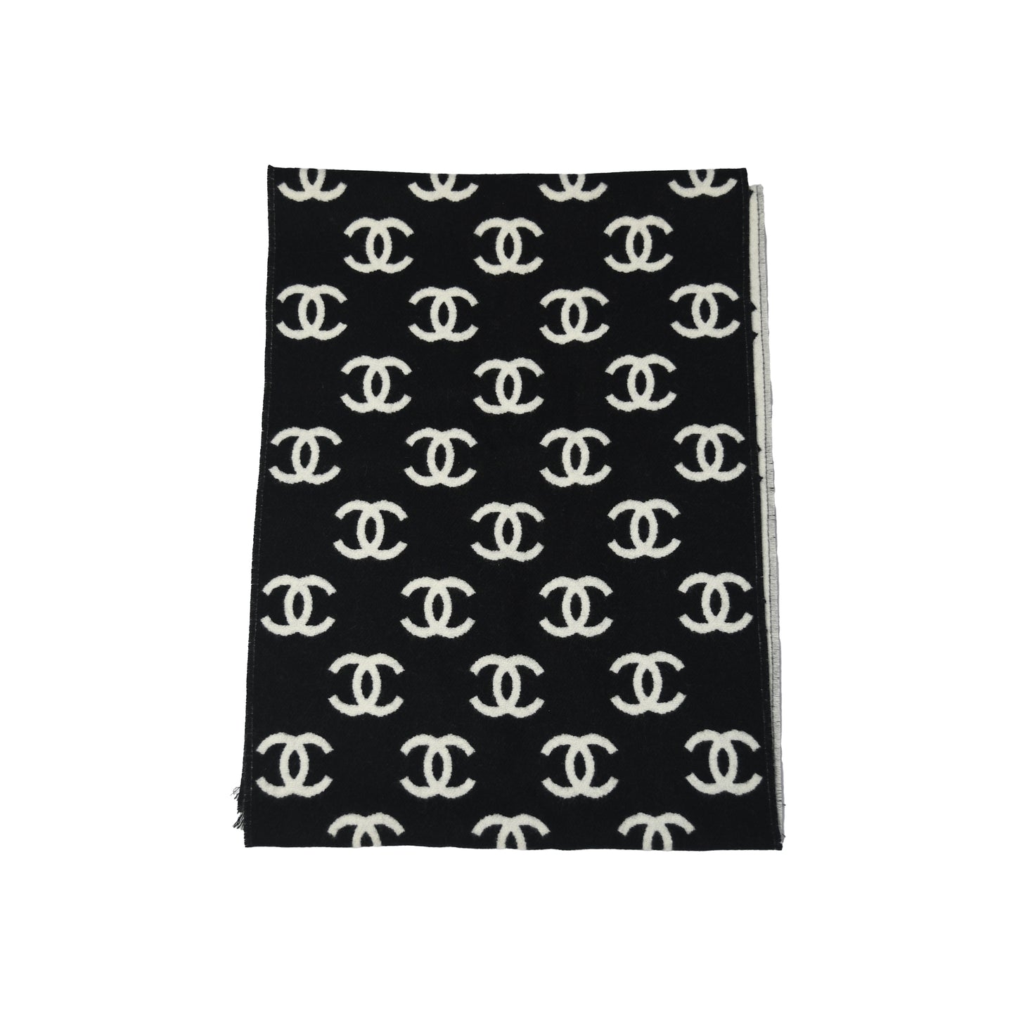 Chanel Interlocking CC logo scarf Black White