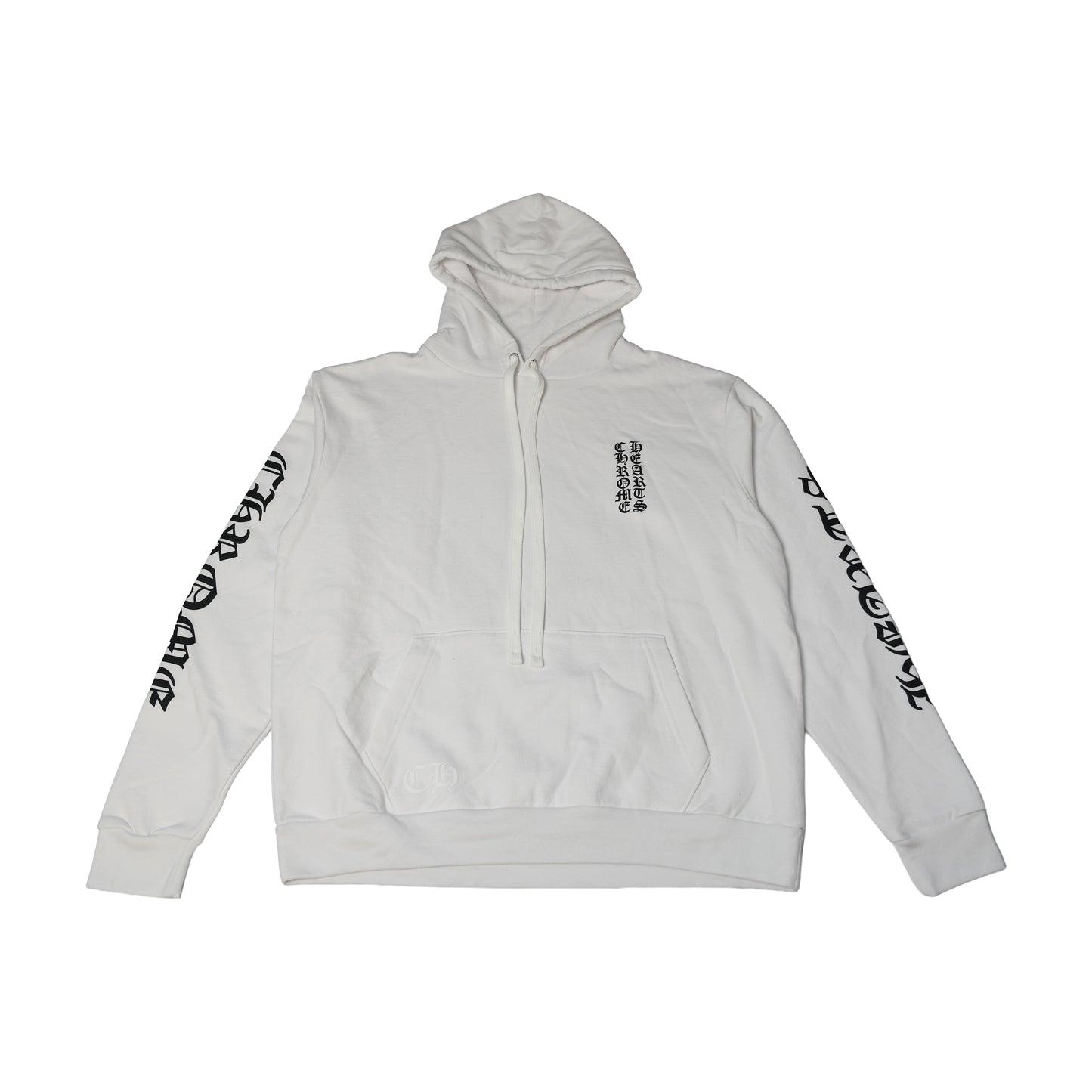 Chrome Hearts Vertical Logo Pullover Hoodie White-NOBLEMARS