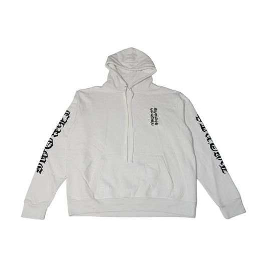 Chrome Hearts Vertical Logo Pullover Hoodie White-NOBLEMARS