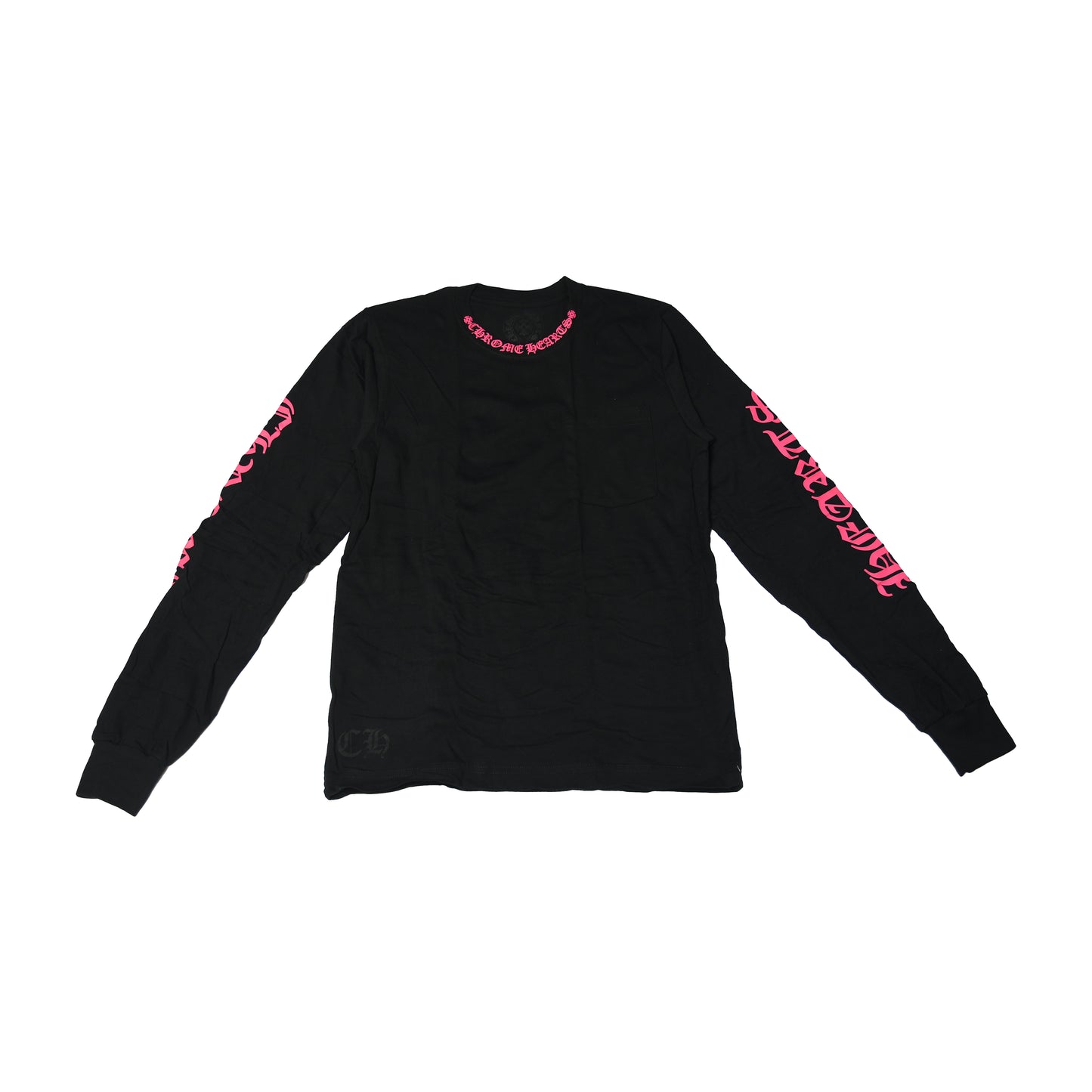 Chrome Hearts Neck Logo L/S Pocket T-Shirt Pink Black-NOBLEMARS