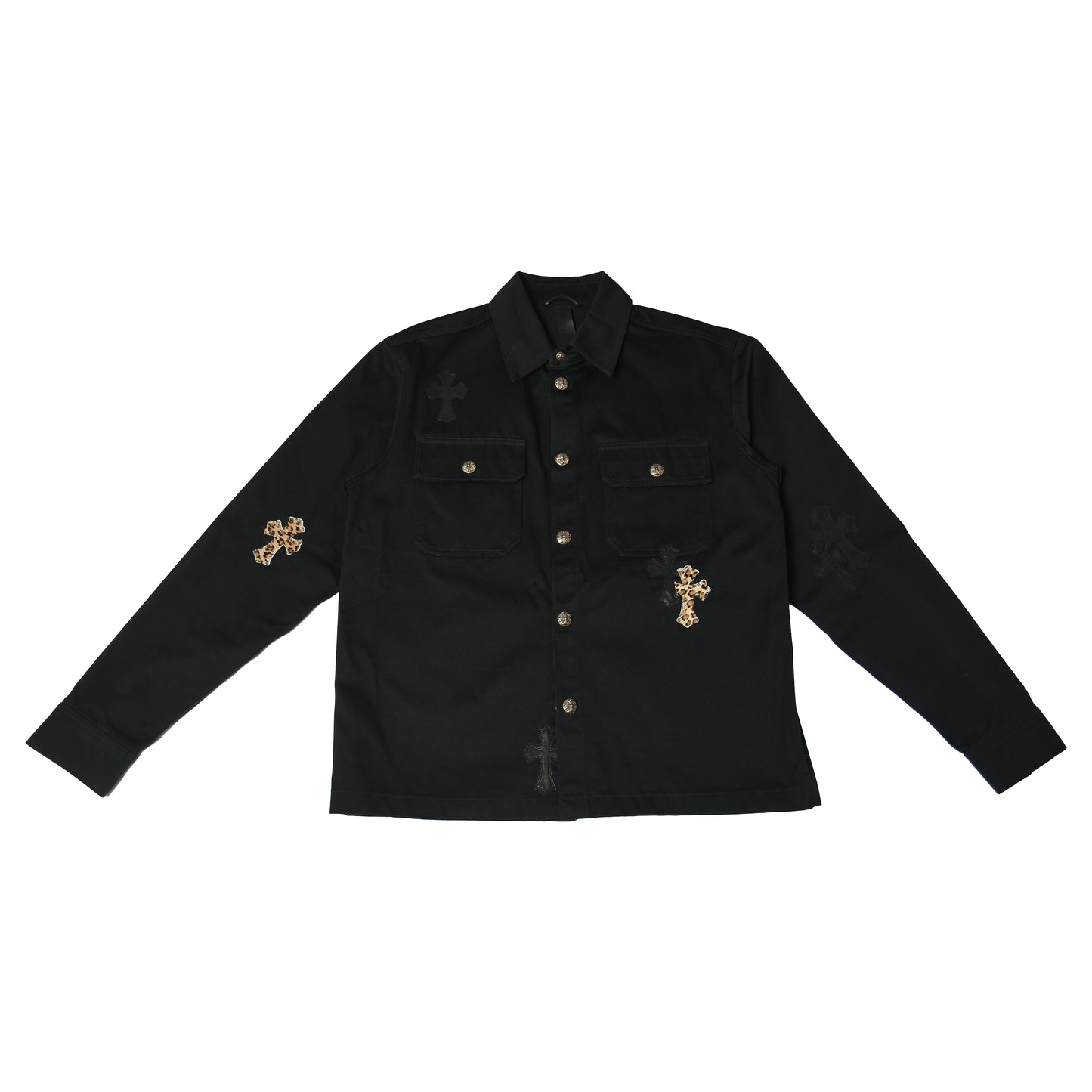 Chrome Hearts Cross Patch Work Dog Shirts Black