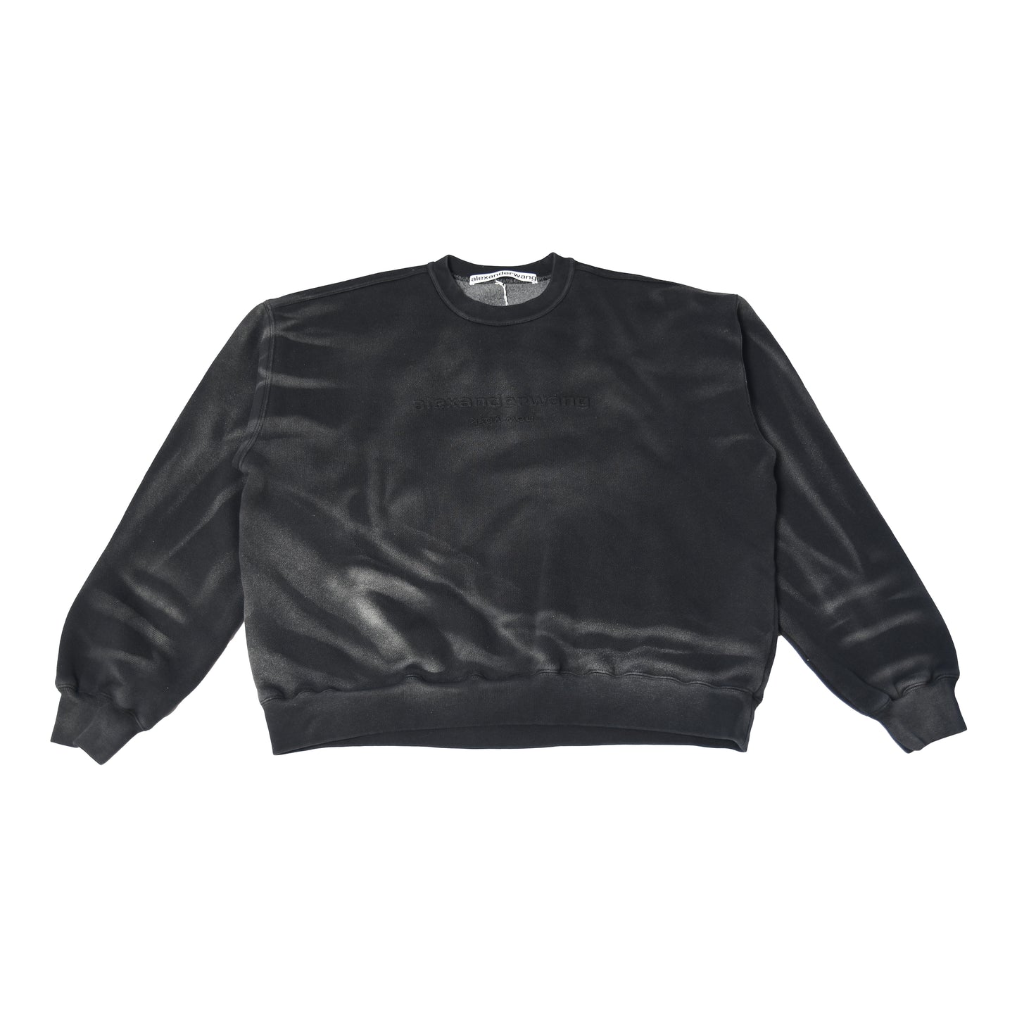 Alexander Wang Logo Embossed Ribbed Pullover Sweater Black-NOBLEMARS