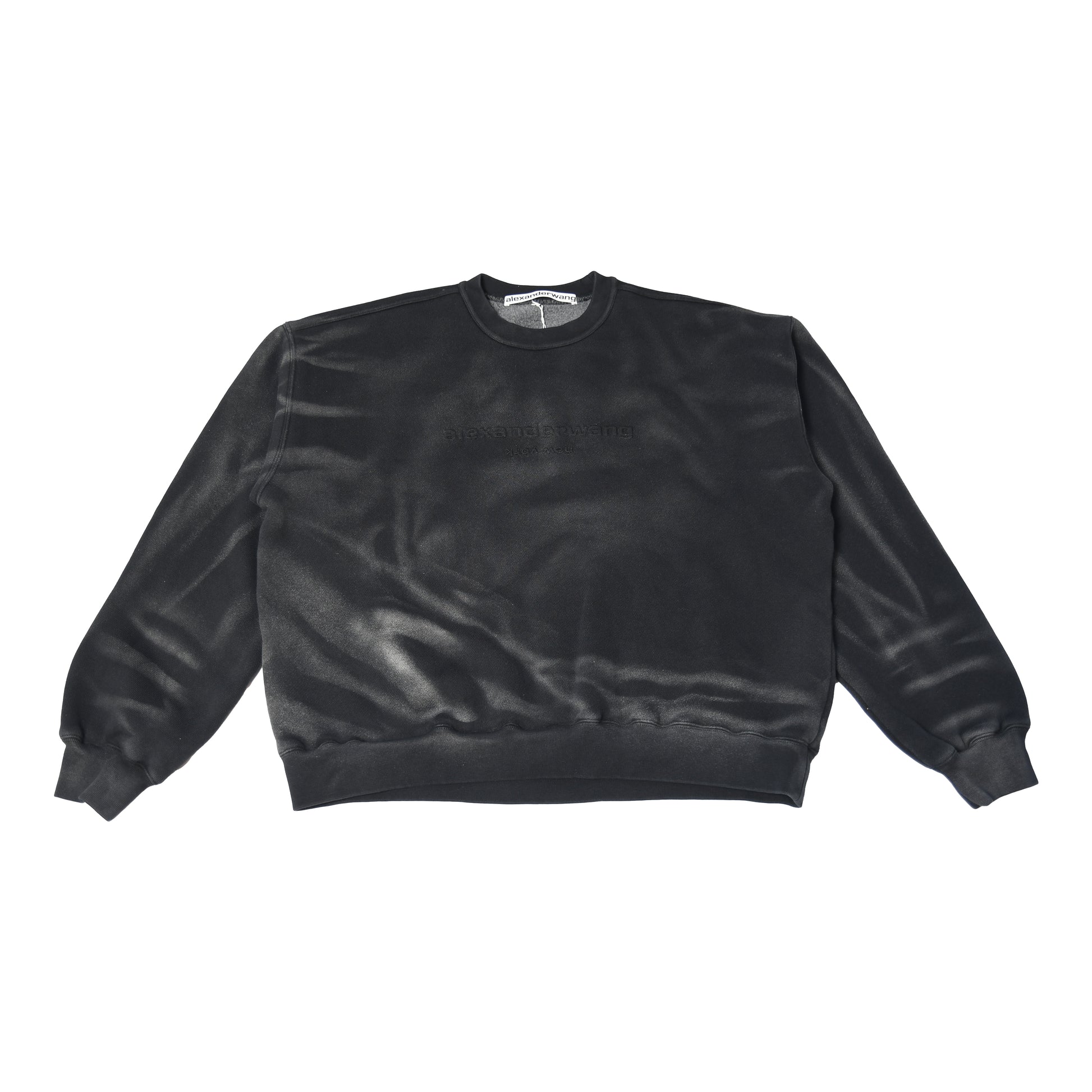 Alexander Wang Logo Embossed Ribbed Pullover Sweater Black-NOBLEMARS
