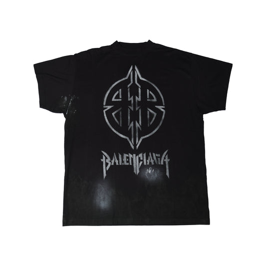 Balenciaga Metal BB Stencil Cotton T-Shirts Black-NOBLEMARS