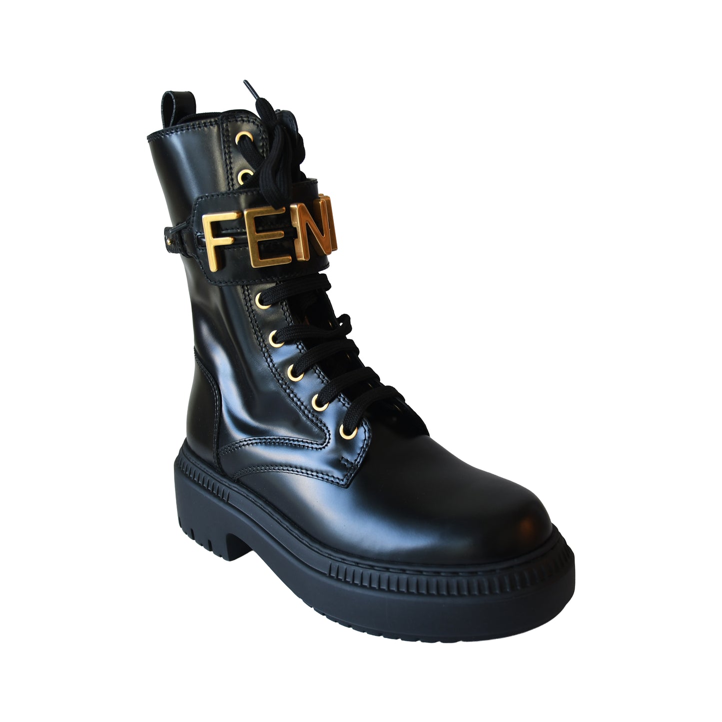 Fendi Fendigraphy Logo-Cuff Biker Boots Black-NOBLEMARS