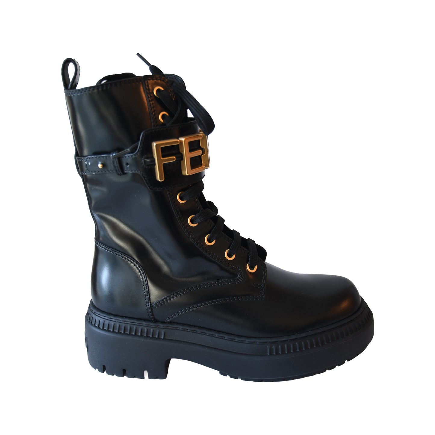 Fendi Fendigraphy Logo-Cuff Biker Boots Black-NOBLEMARS