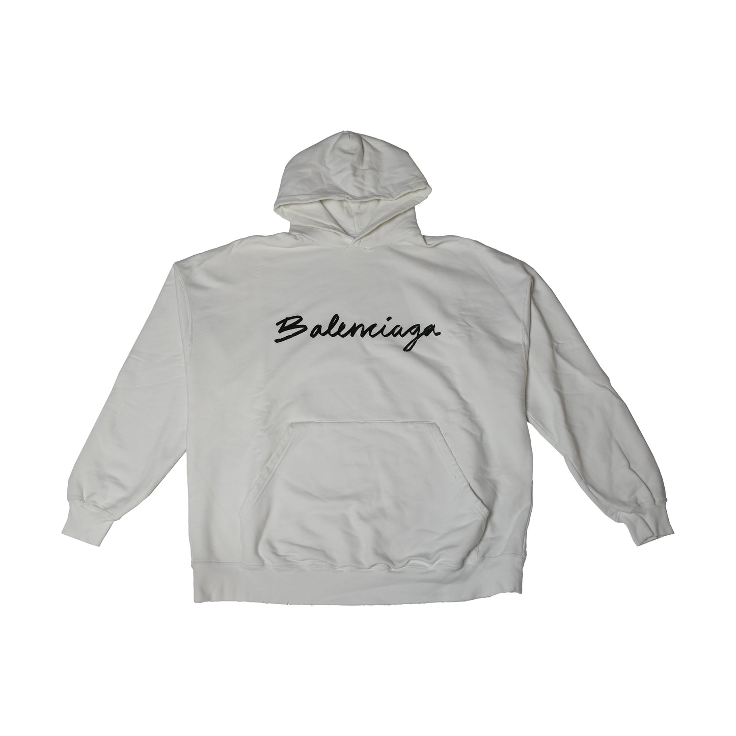 Balenciaga Script Logo Hoodie White