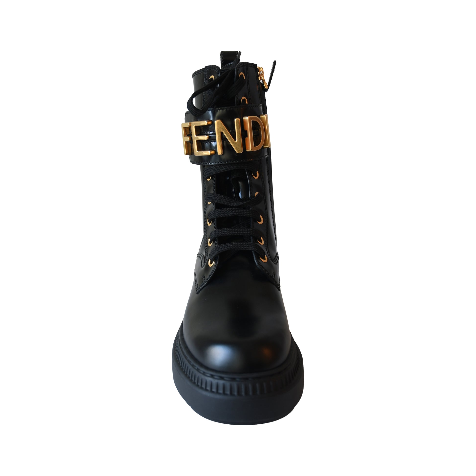 Fendi Fendigraphy Logo-Cuff Biker Boots Black-NOBLEMARS